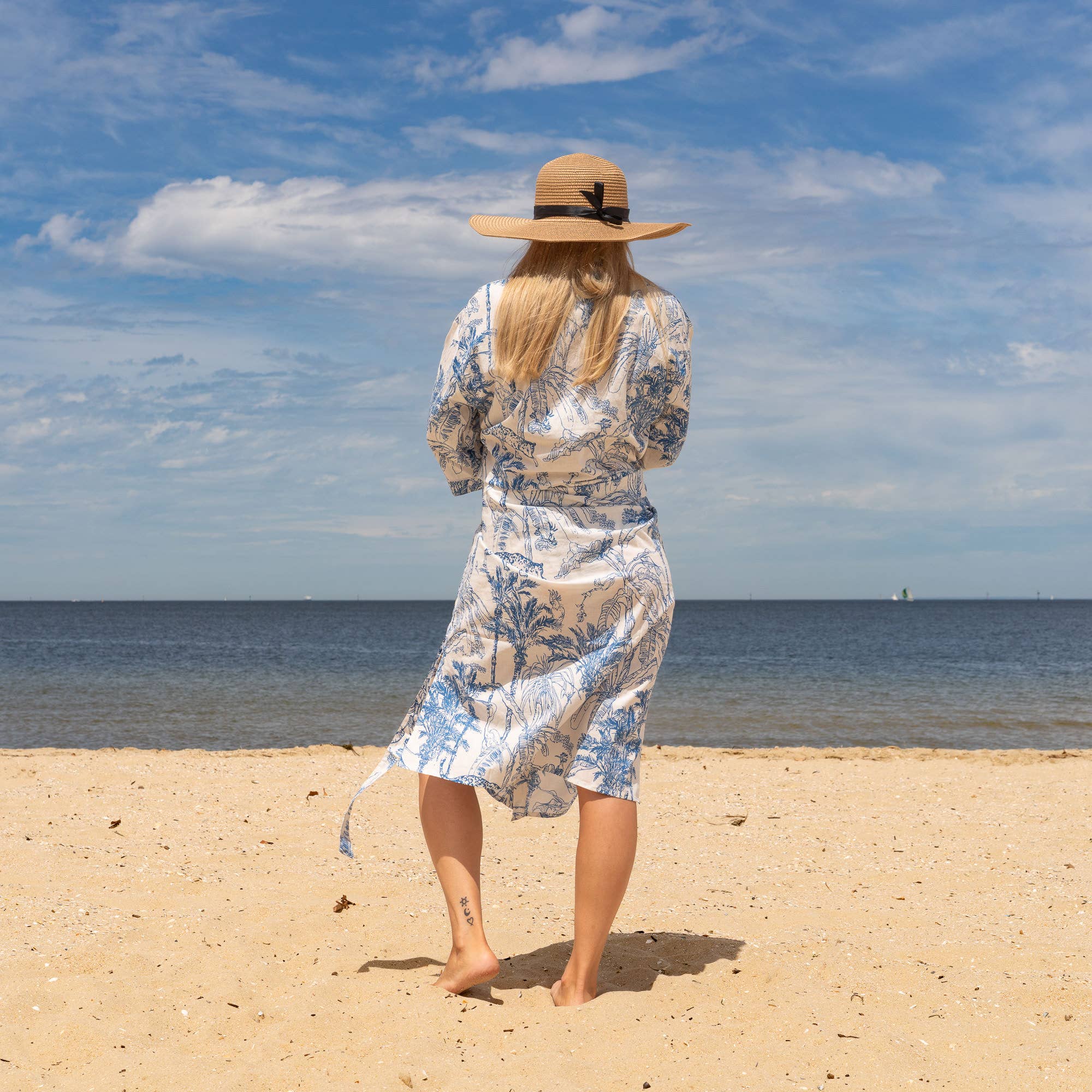TROPICAL BLUES' Women's Cotton Kimono Robe - Cool Style