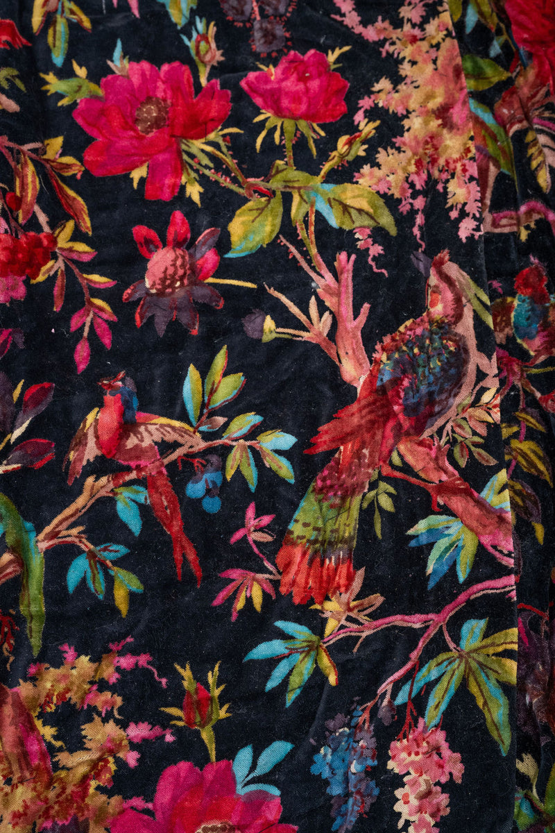 Floral Cotton Velvet Quilt - Violet Bird
