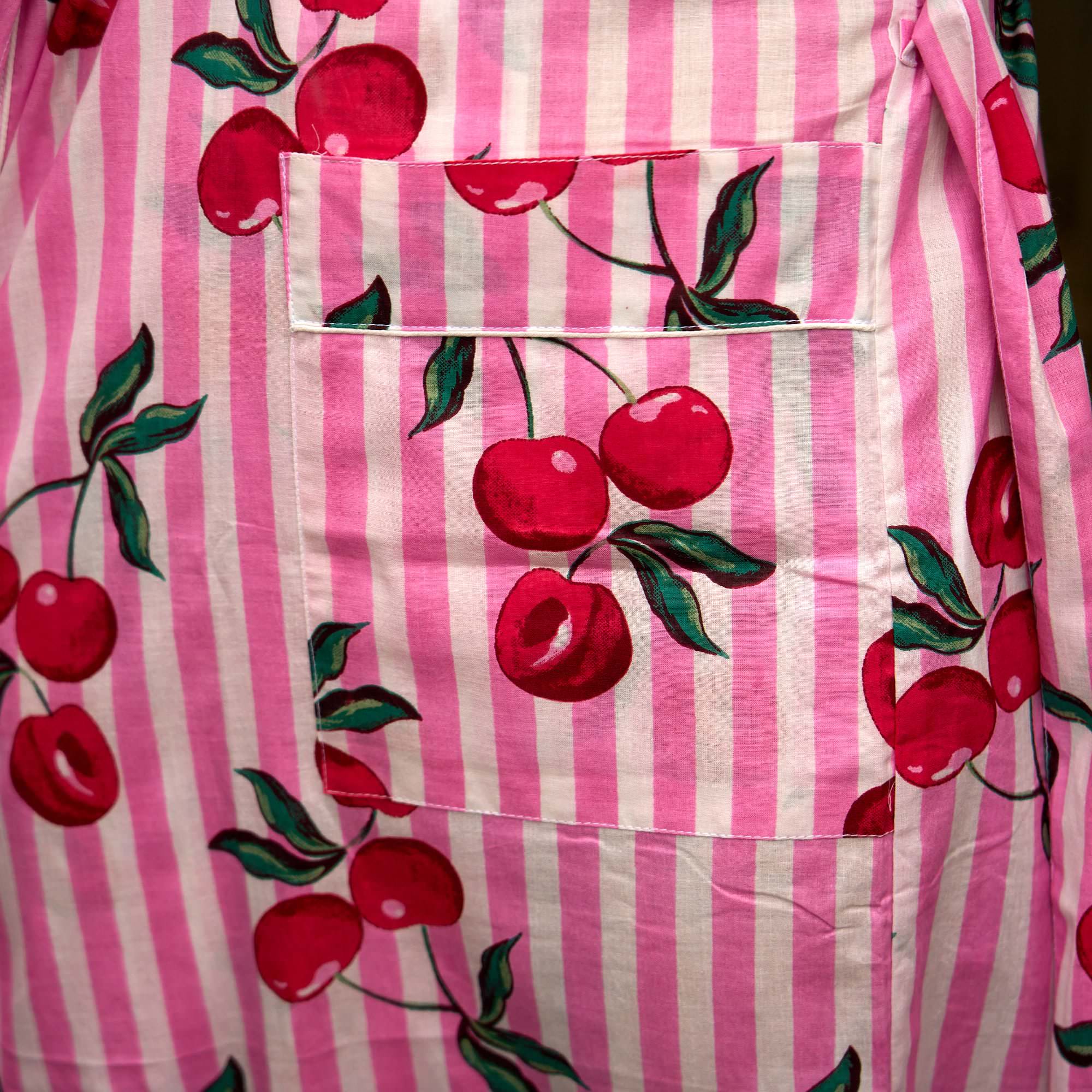 Women's Cotton Kimono Robe – Pink Cherry Print Cover-Up