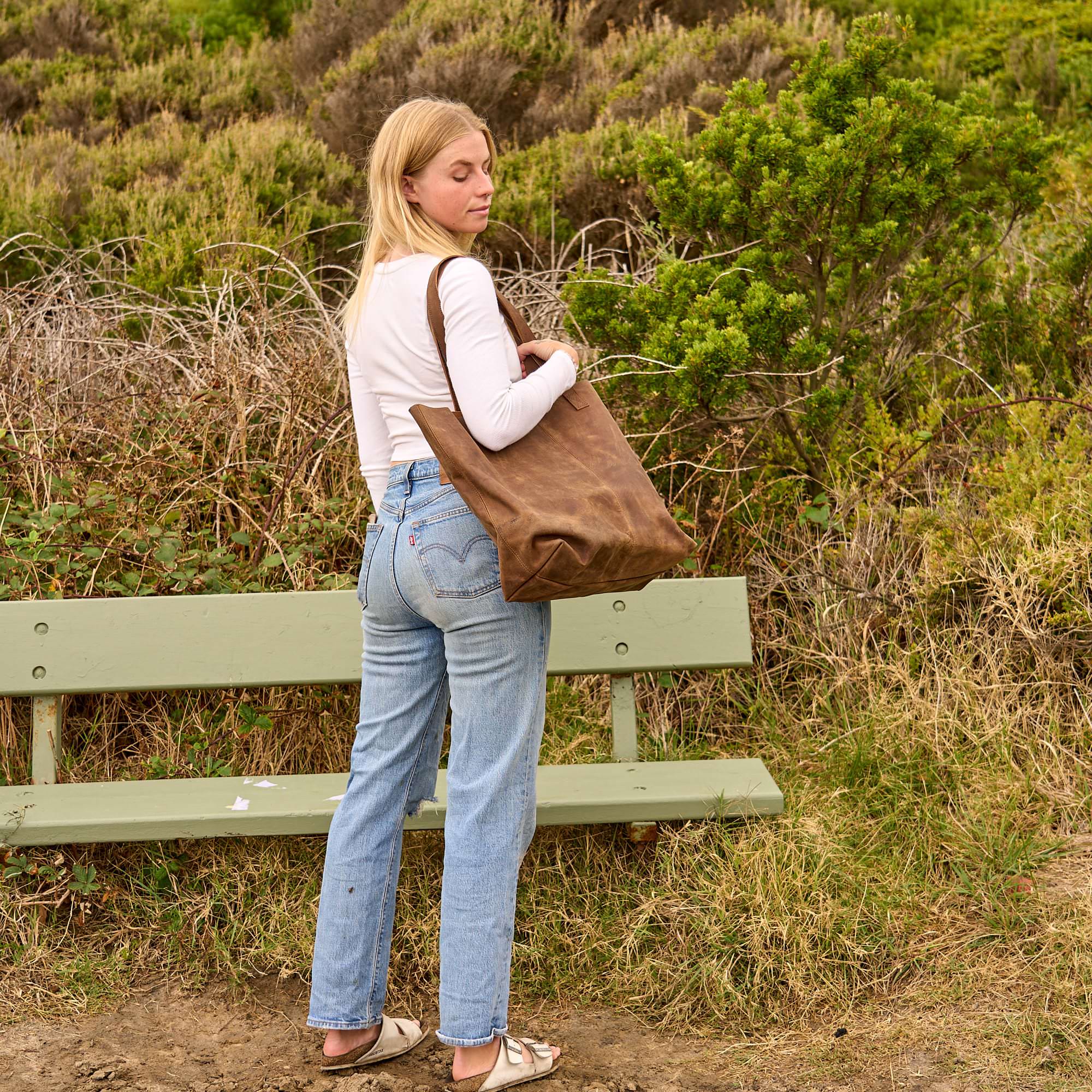 Vintage Brown Leather Tote - Classic Carryall