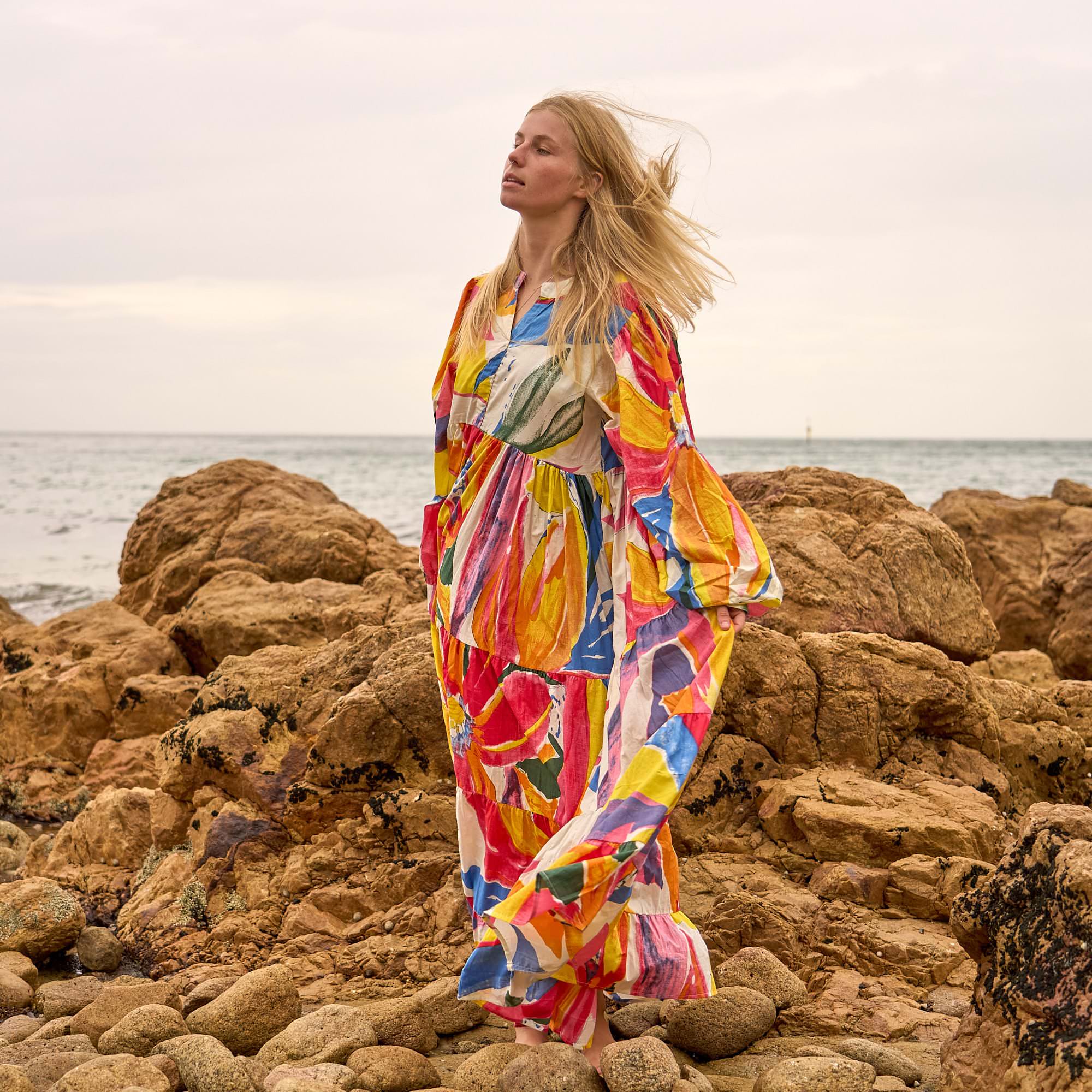 Sunburst Muse Maxi Dress - Bright Sunshine Boho Cotton Dress