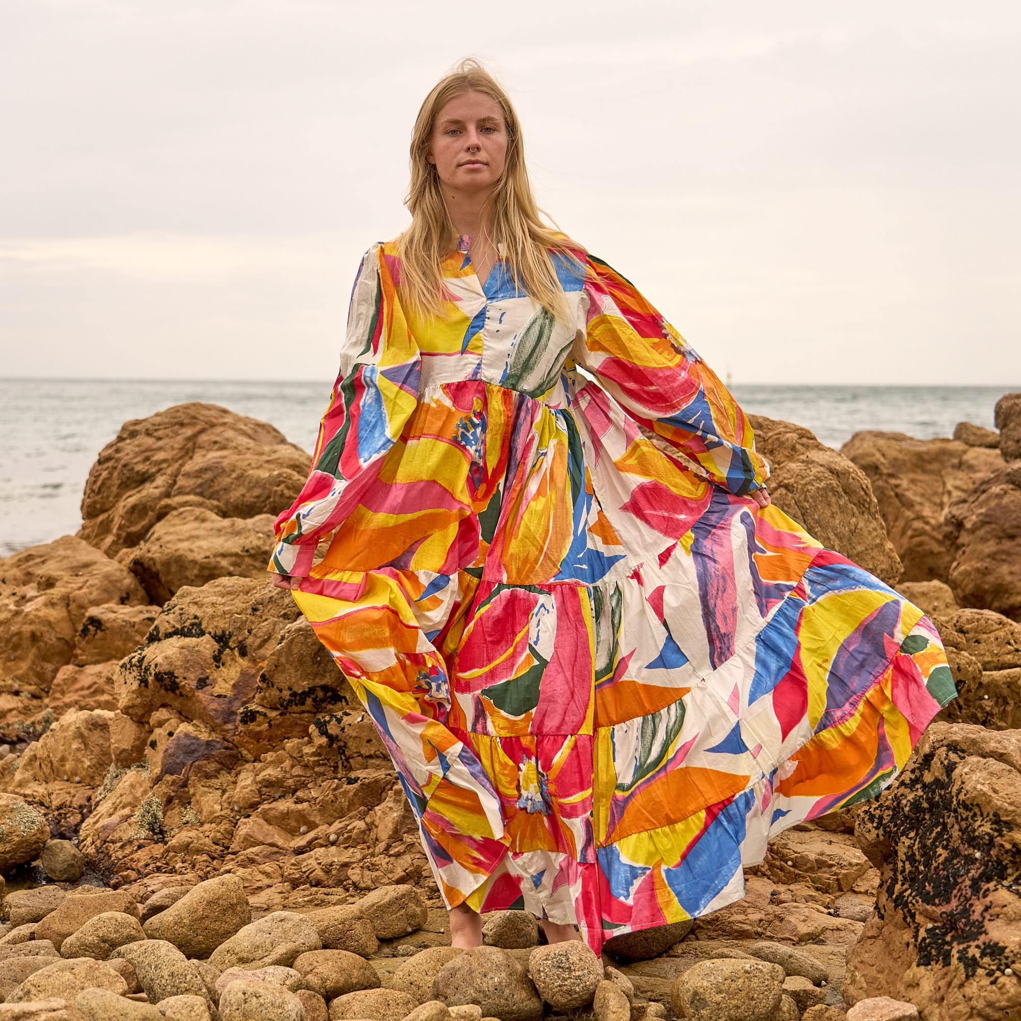 Sunburst Muse Maxi Dress - Bright Sunshine Boho Cotton Dress