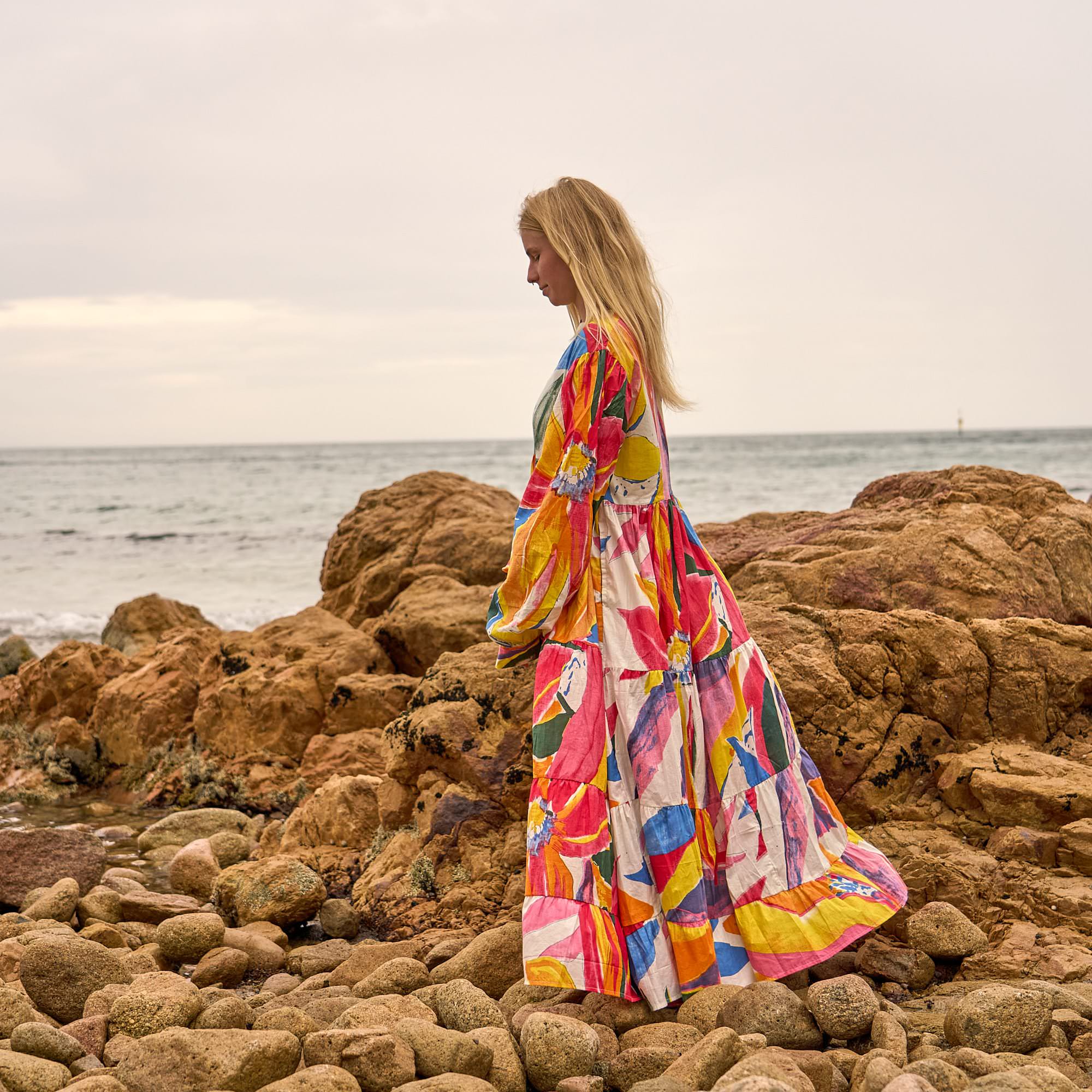 Sunburst Muse Maxi Dress - Bright Sunshine Boho Cotton Dress