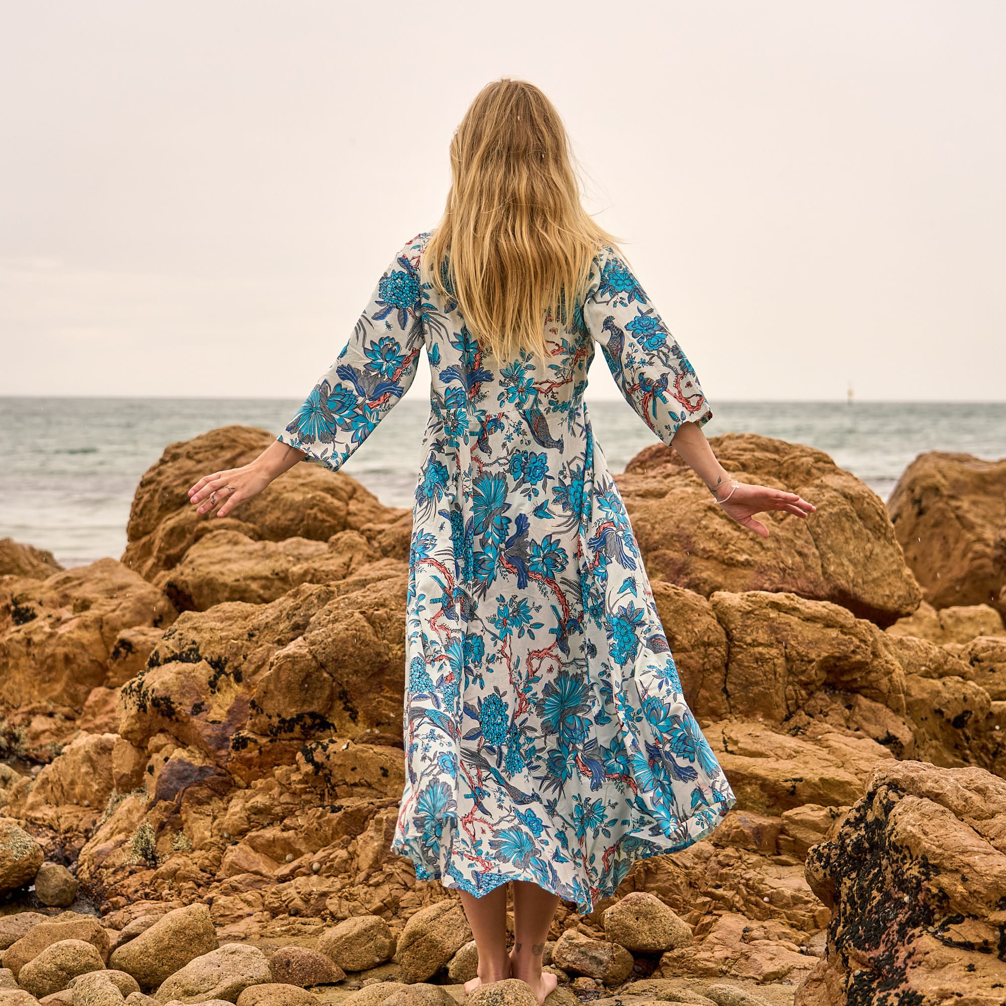 Blue Heron Maxi Dress - Soft Blue Flowy Summer Boho Dress