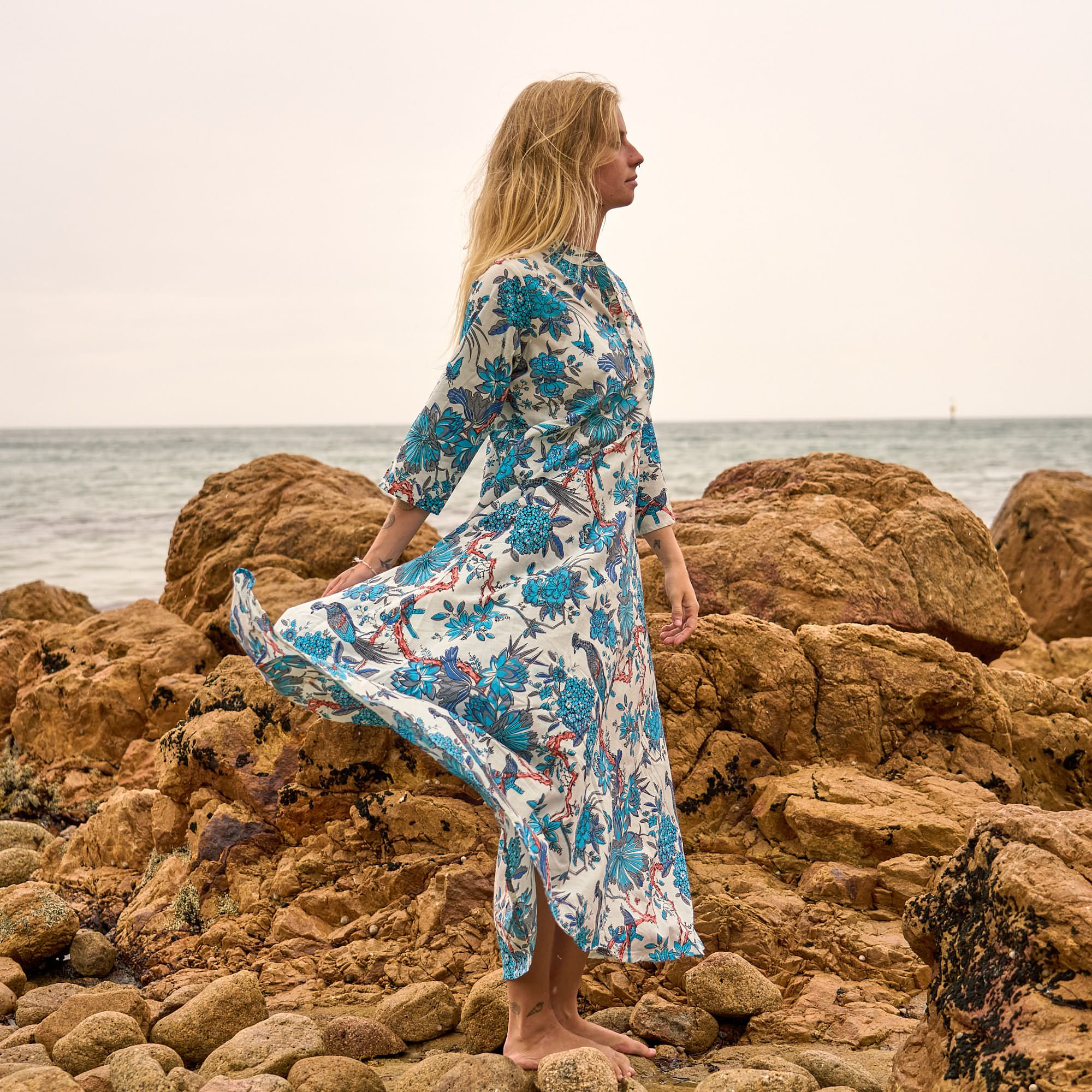 Blue Heron Maxi Dress - Soft Blue Flowy Summer Boho Dress