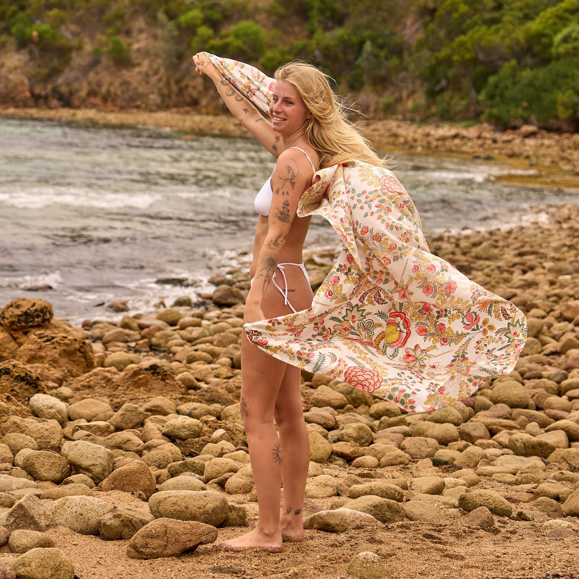 Sun Dancer Beach Wrap – Artisan Block Print Cotton Sarong