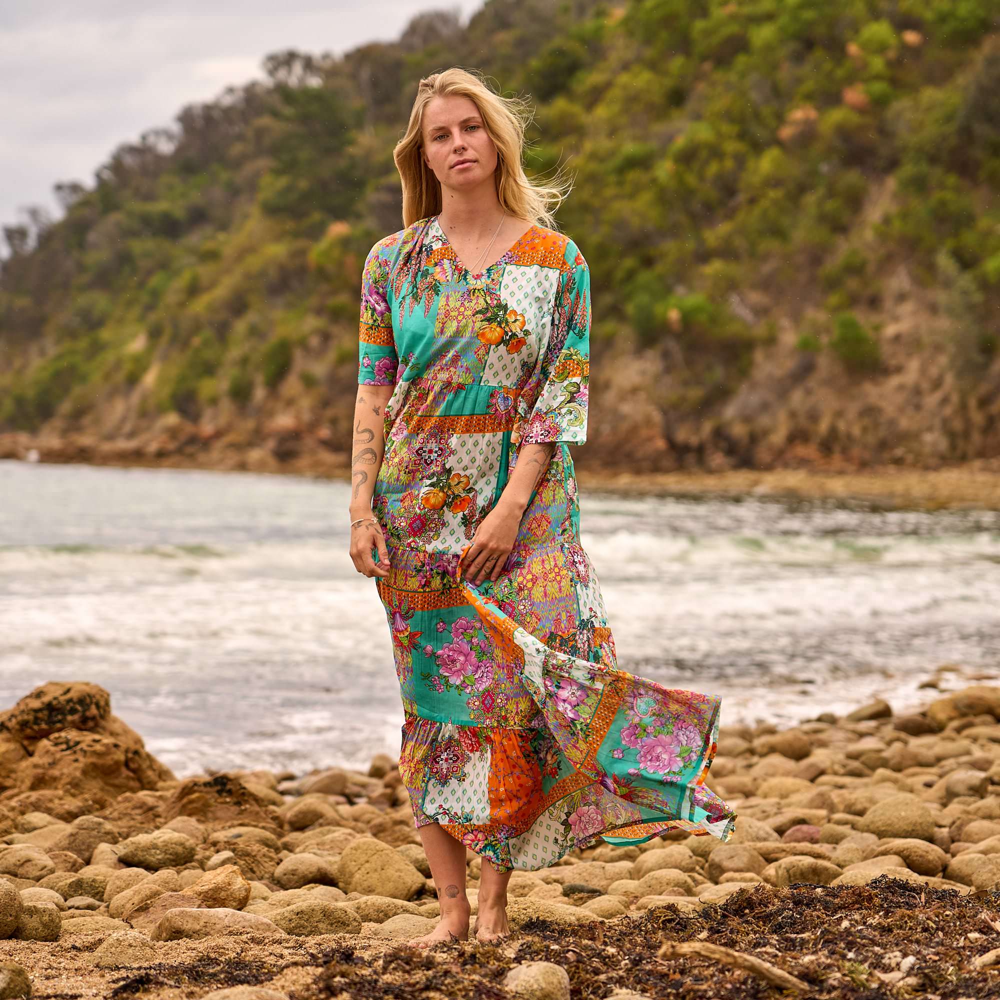 Premium handmade cotton beach dress for women with a lightweight and breathable summer design.