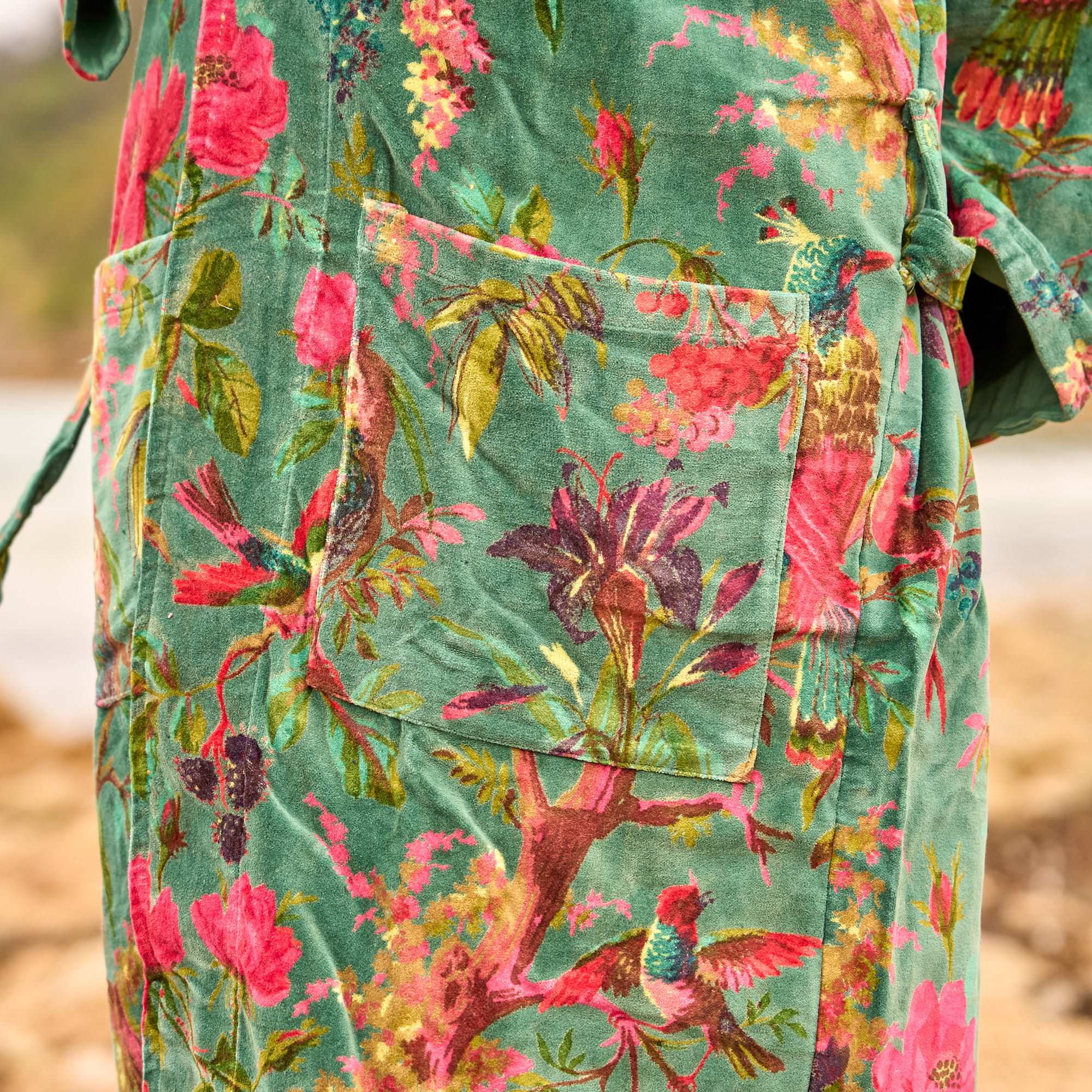Luxe Boho Floral Velvet Robe - Soft & Stylish Oasis Wear