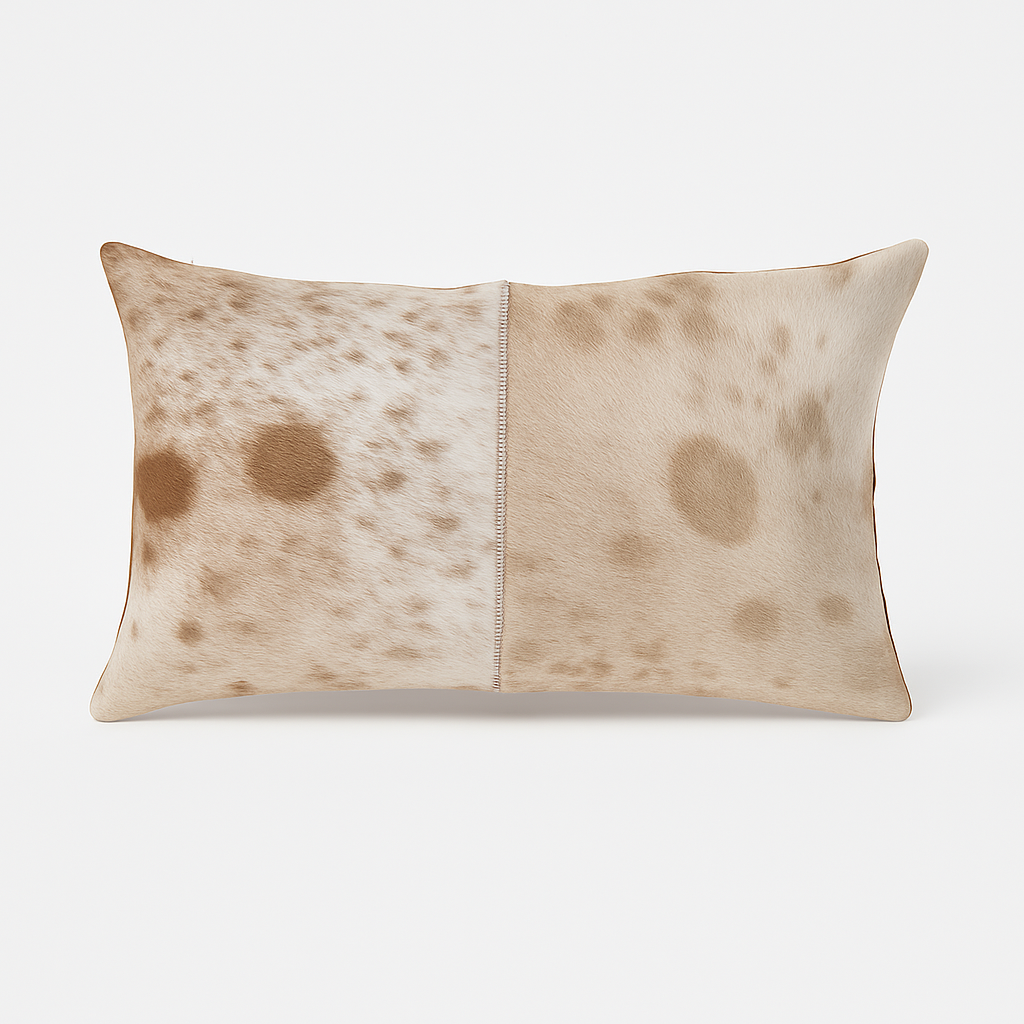Brown & White Cowhide Cushion - Luxury Style