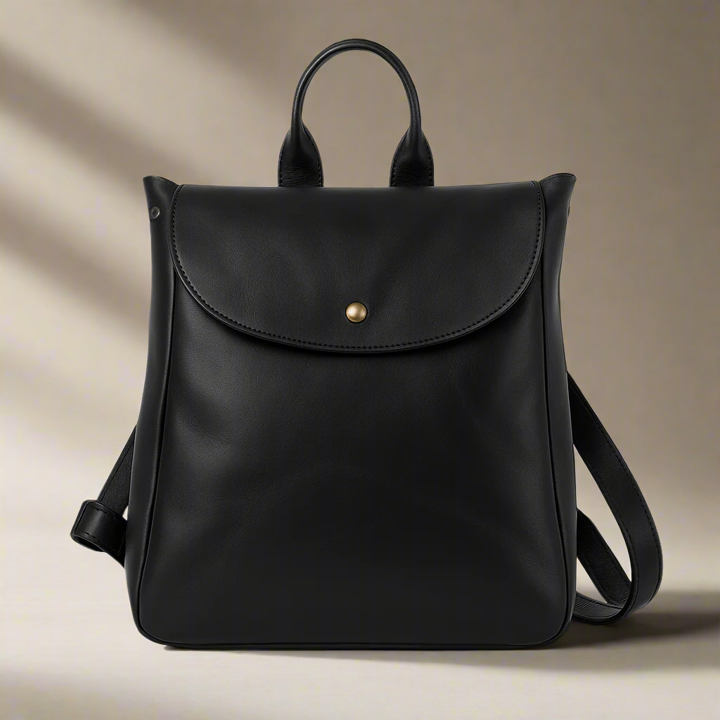 Minimalist Black Leather Backpack - Sleek Carry