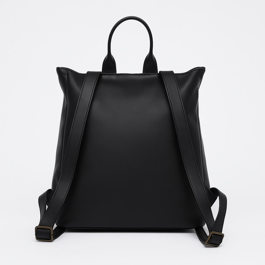 Minimalist Black Leather Backpack - Sleek Carry