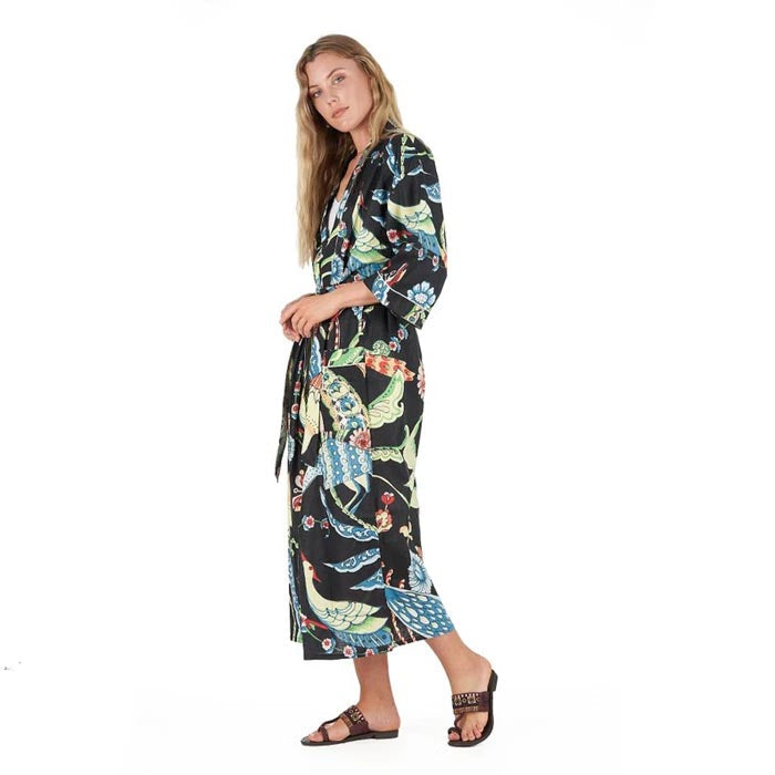 Frida Cotton Kimono Bathrobe - Breathable Turkish Robe for Beach, Travel and Relaxation