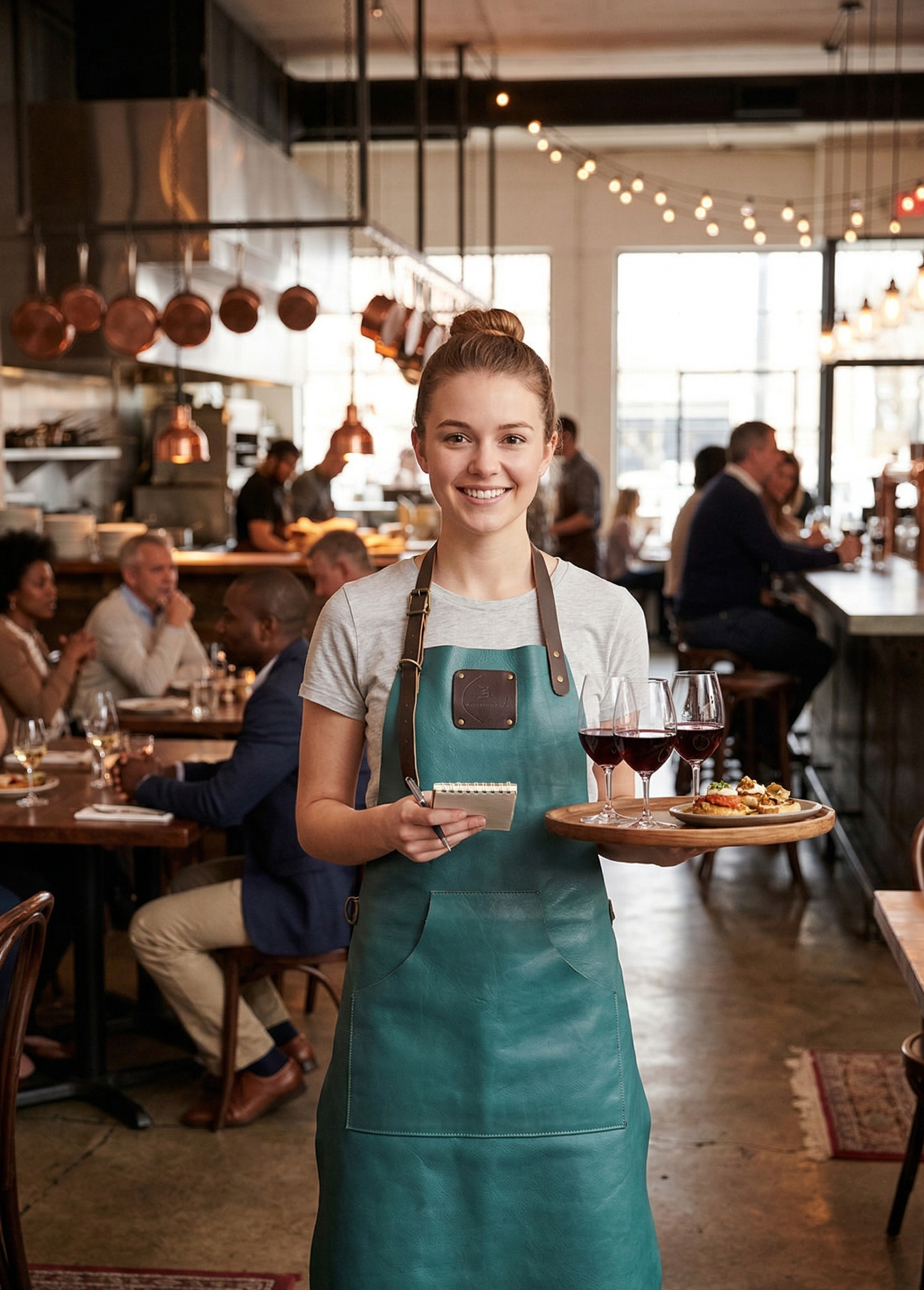 Ocean teal leather apron signature premium work apron 80x60 cm
