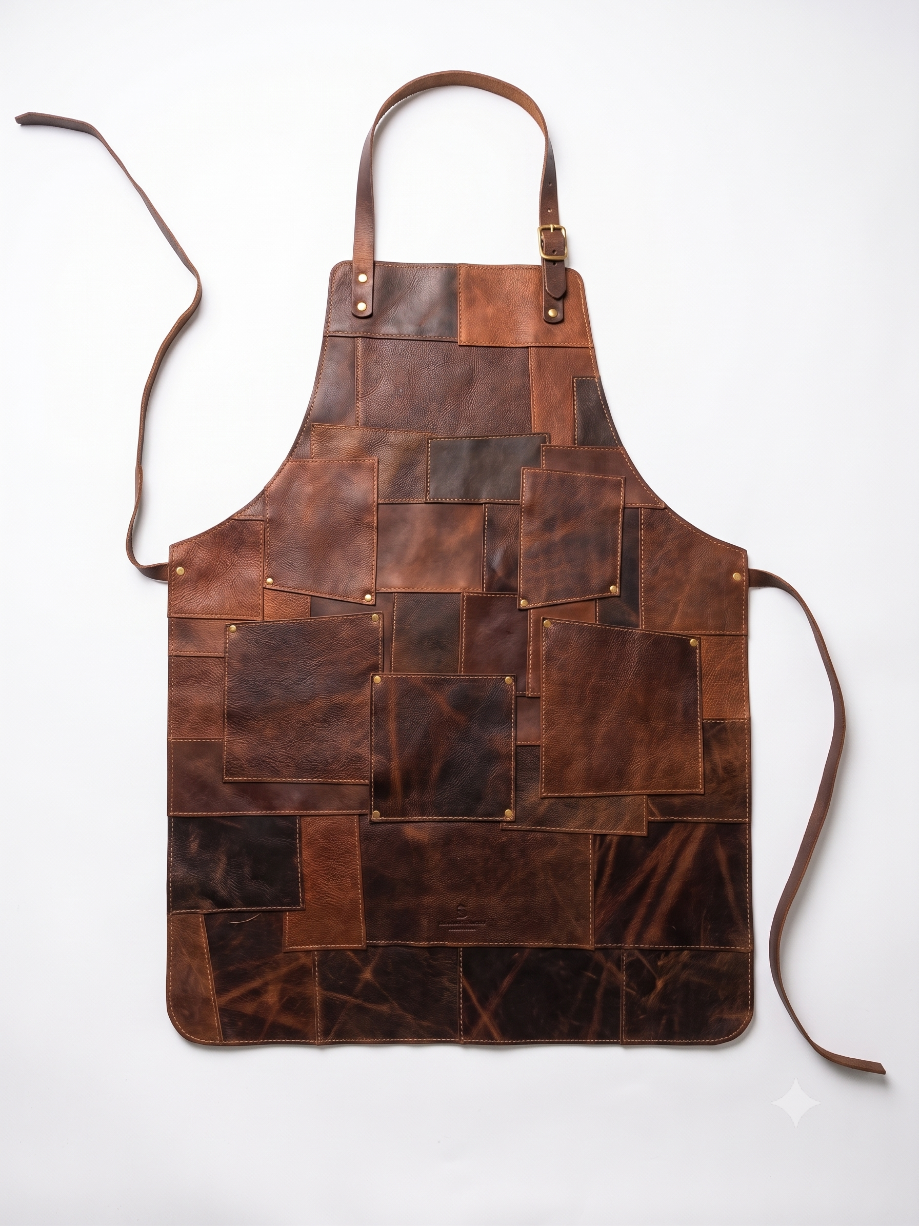 Durable handmade leather apron for cooking, grilling, woodworking, and cafe use