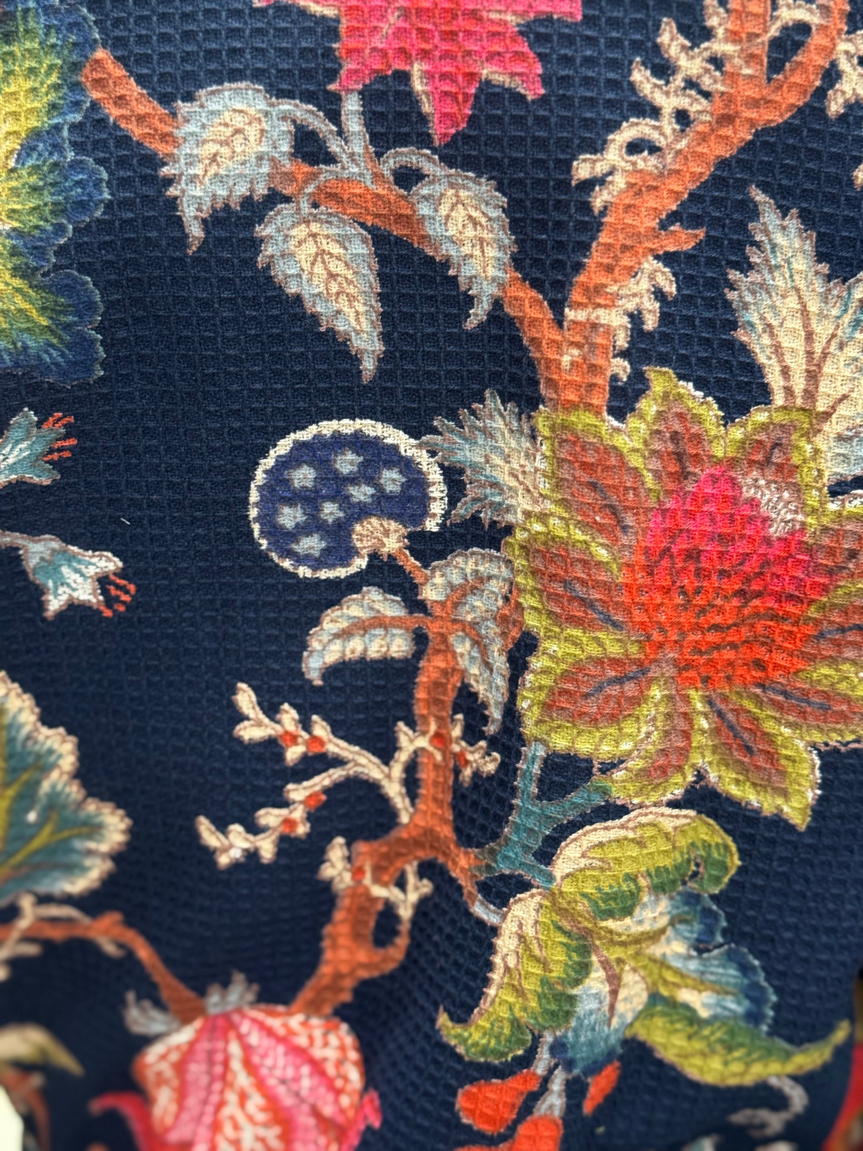Bloom Waffle Cotton Kimono Robe Midnight