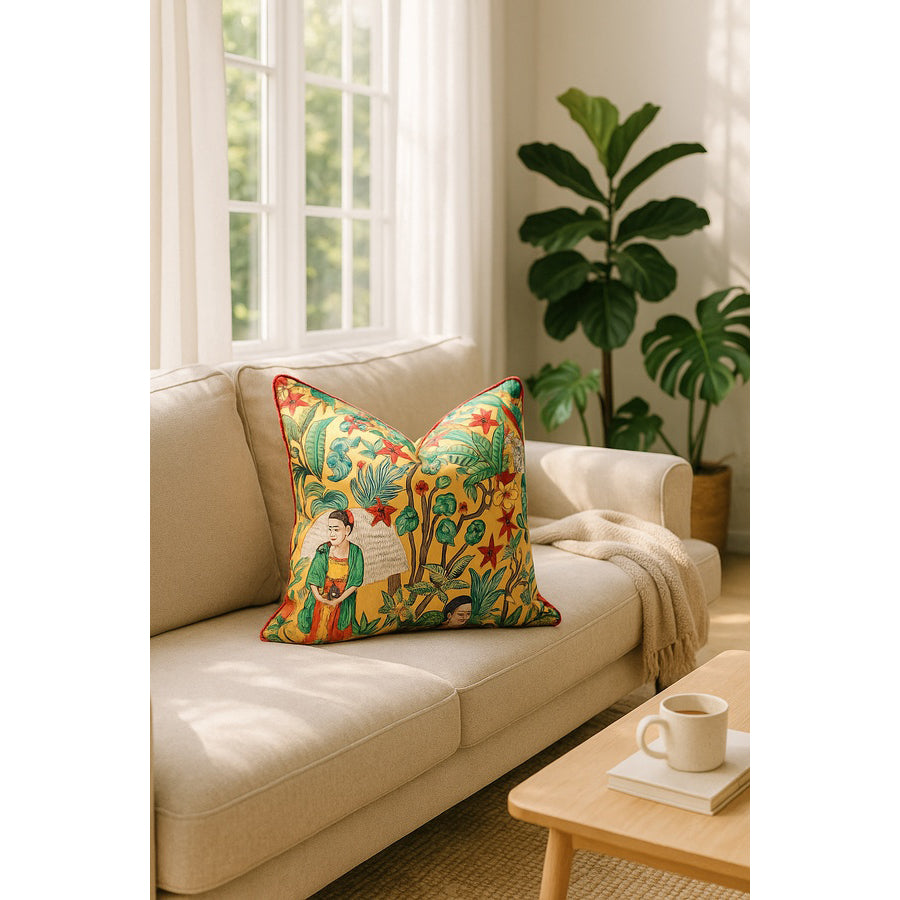 Frida's Surreal Vibrance Cushion Cover