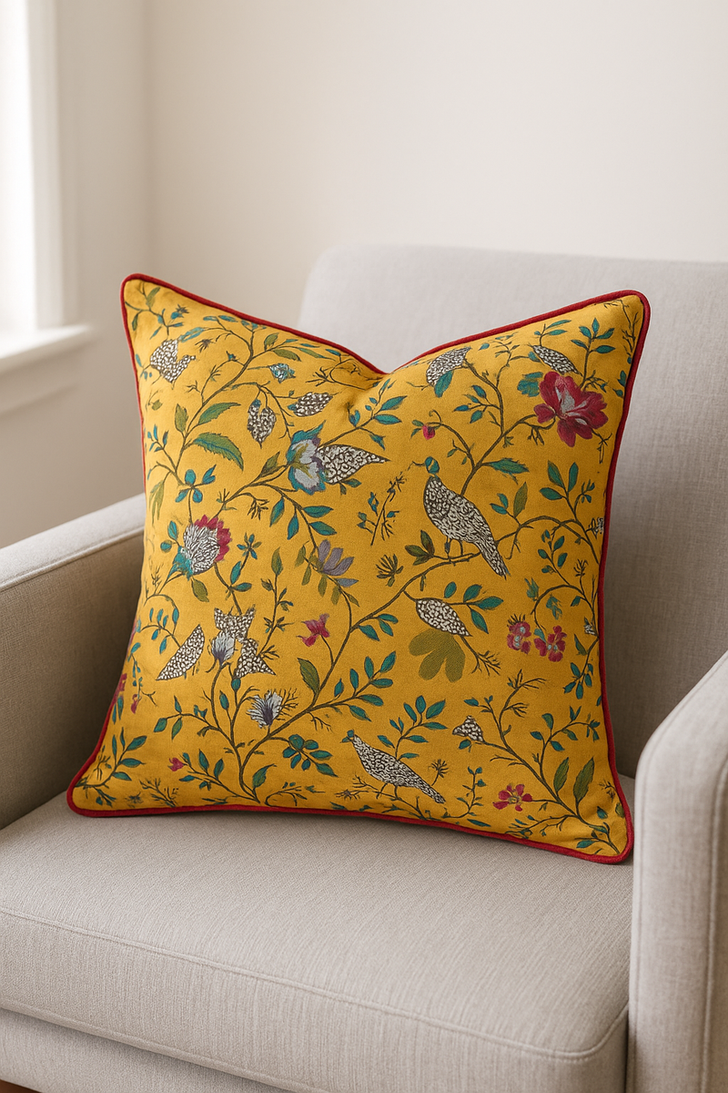 Nature's Melody Handmade Cotton Cushion