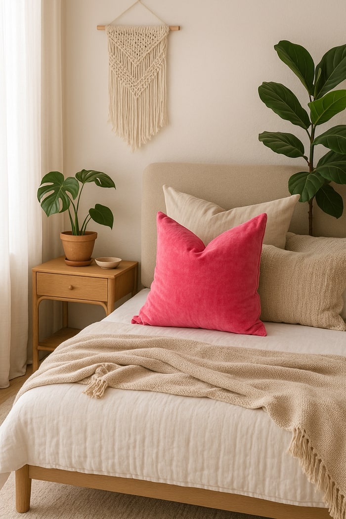Flamingo Haze Velvet Cushion Cover