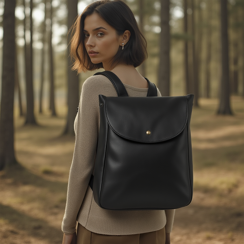 Minimalist Black Leather Backpack - Sleek Carry