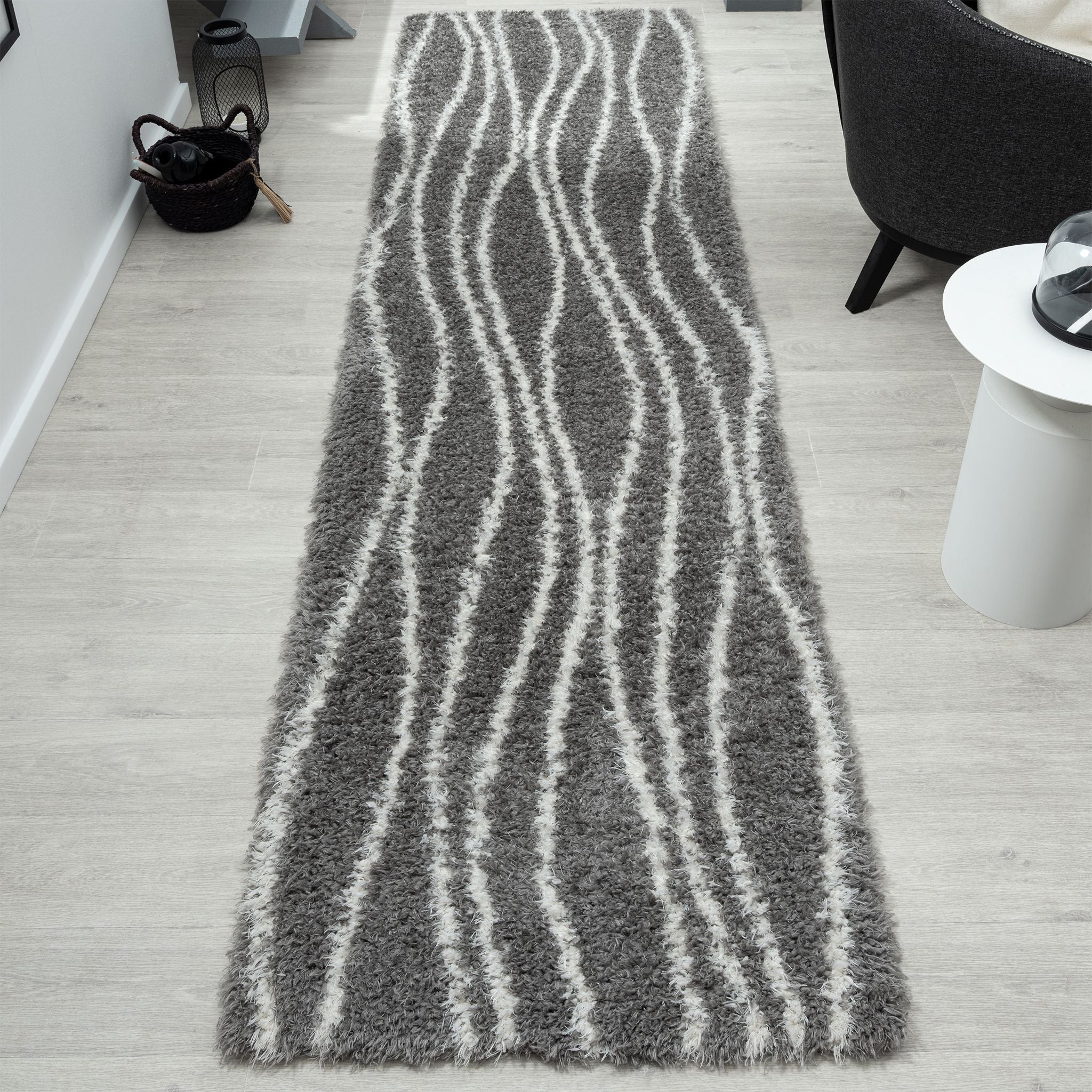 Plushy 385 Cloud Grey Runner Rug - Hallway Decor Staple
