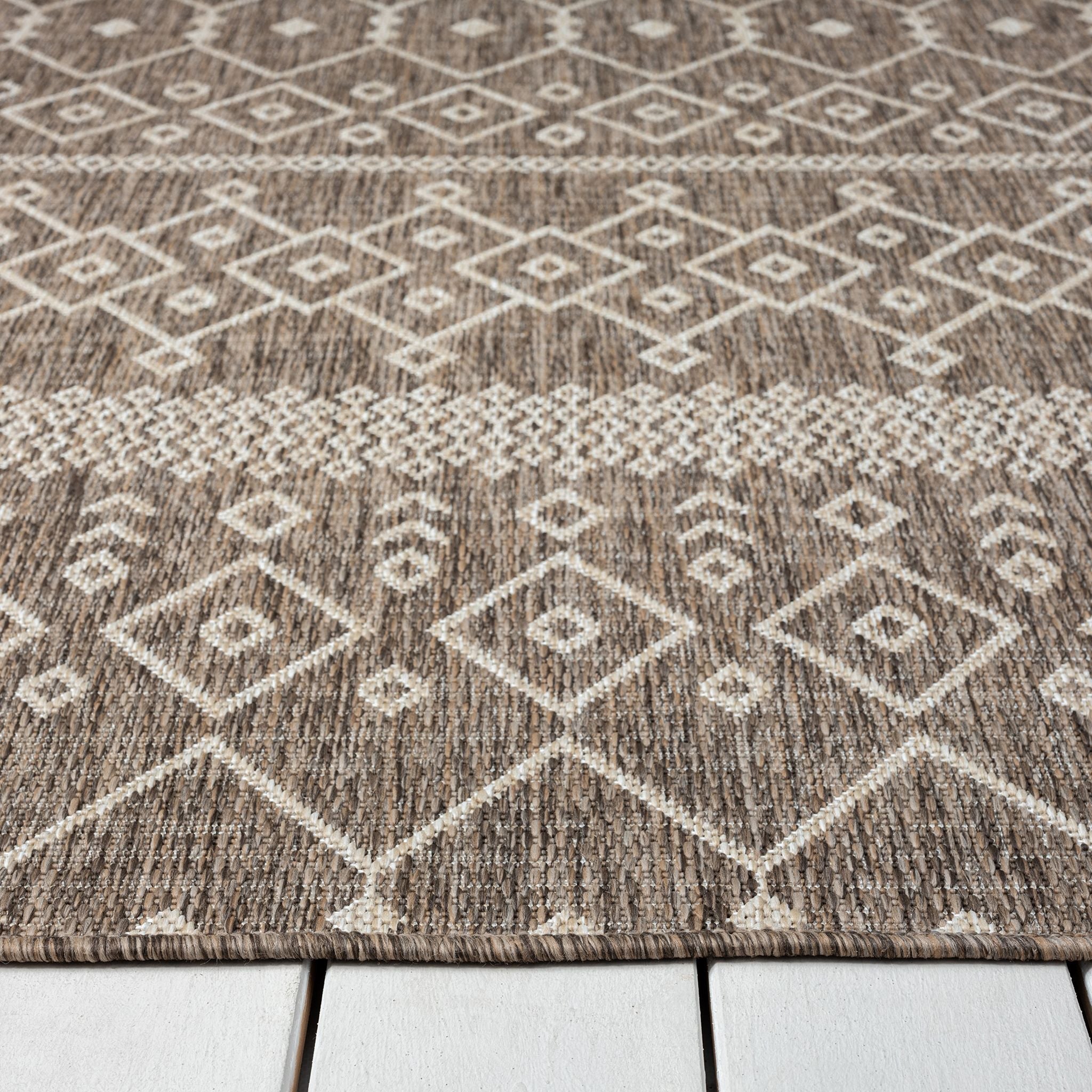 Patio 451 Almond Brown Runner Rug - Rustic Hallway Rug