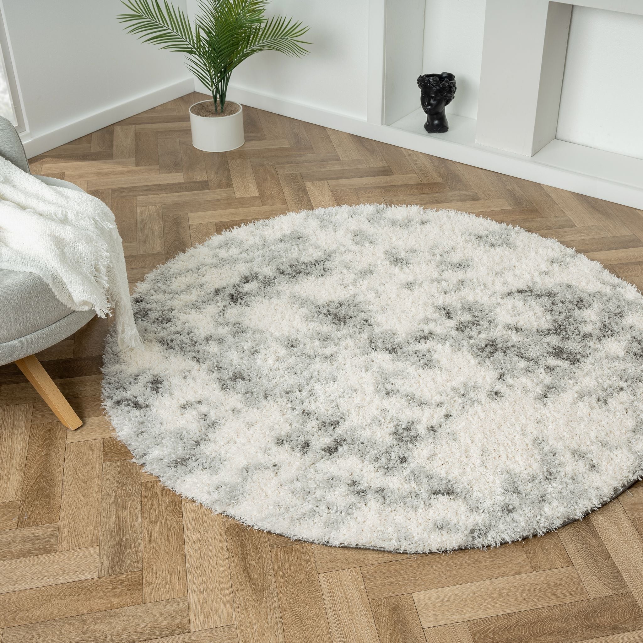 Plushy 389 Ash Round Rug - Chic Grey Round Rug