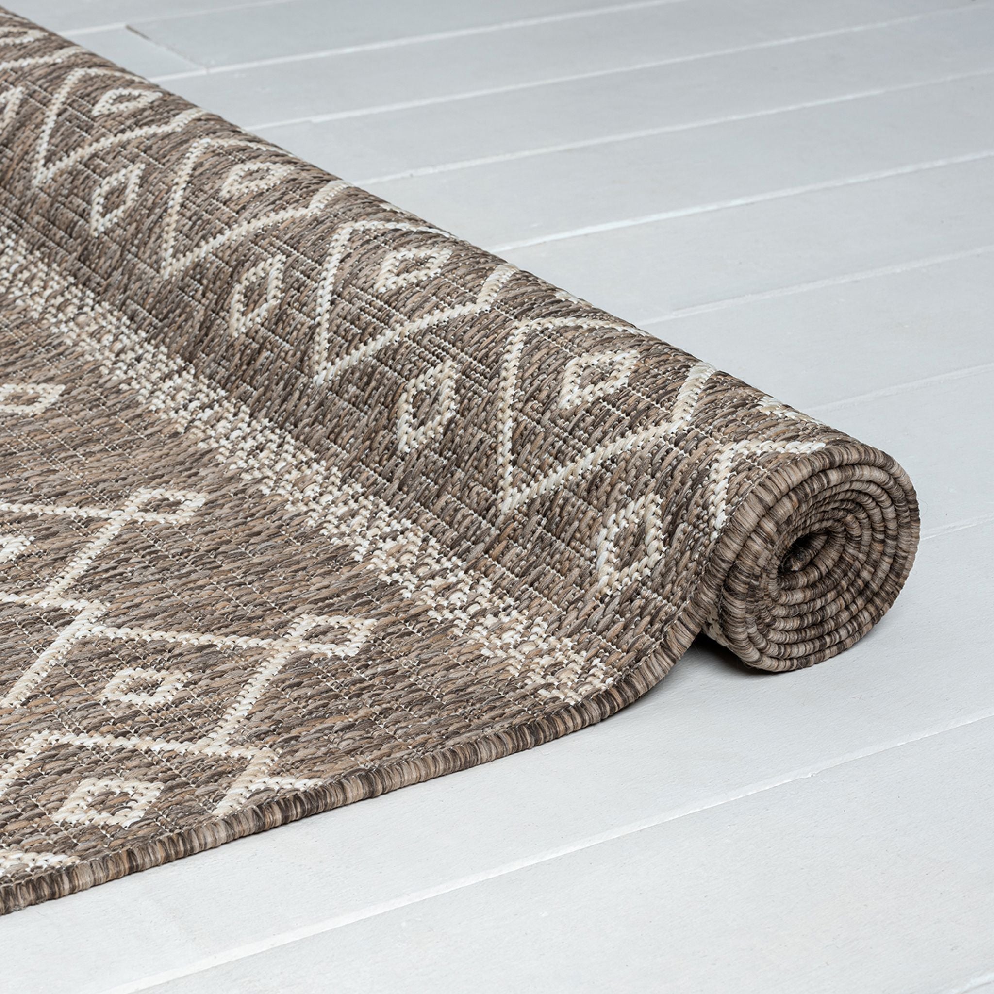Patio 451 Almond Brown Runner Rug - Rustic Hallway Rug