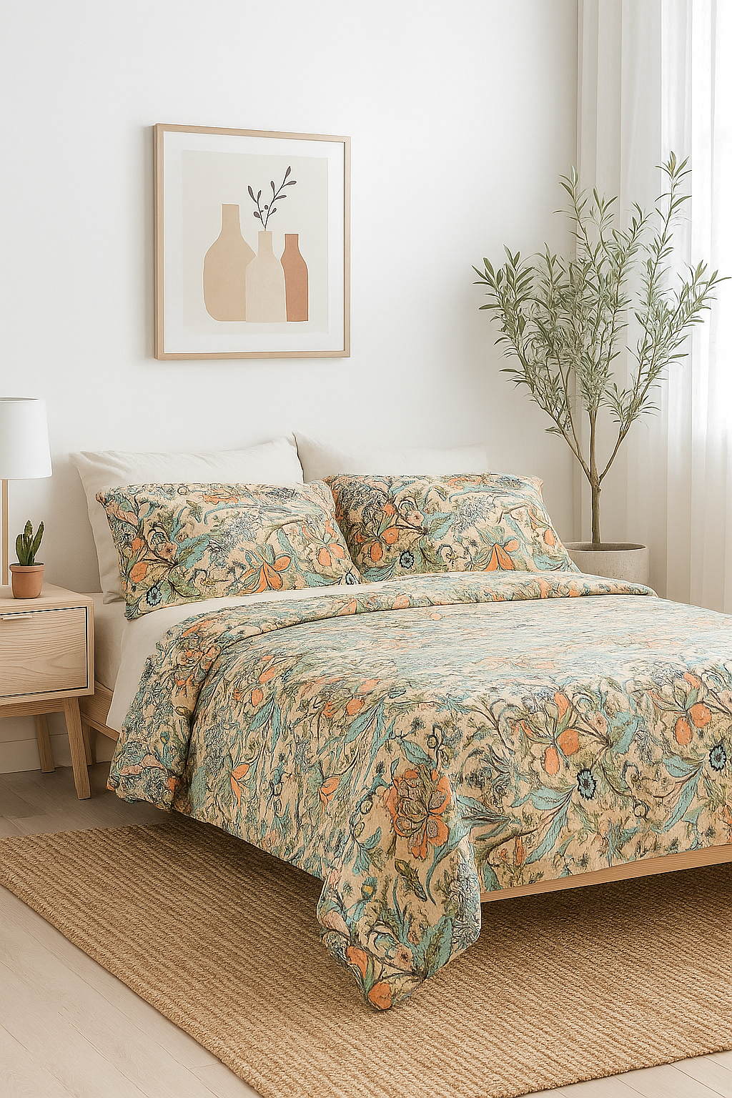 Floral Paradise Cotton Quilt Set - Queen/King