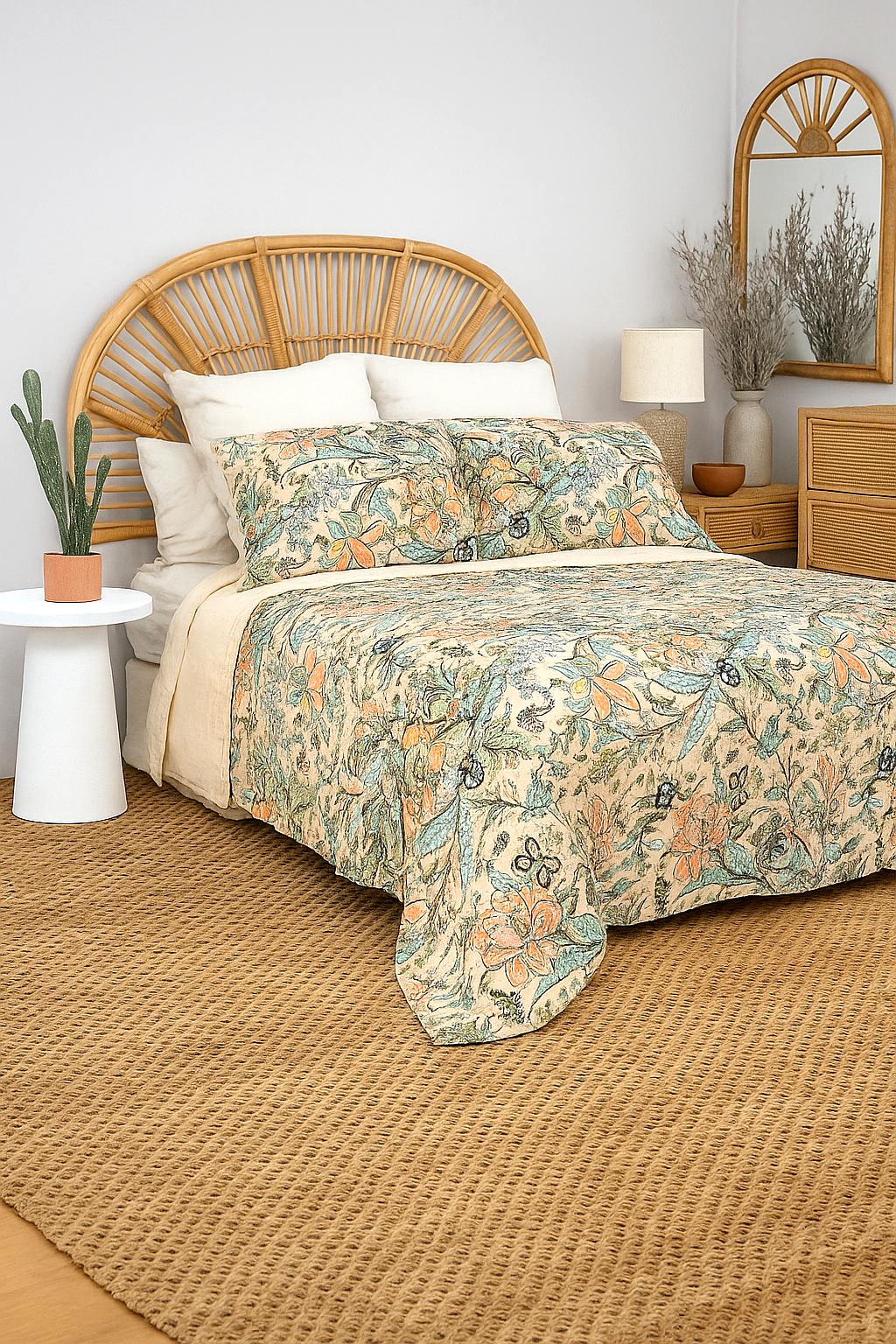 Floral Paradise Cotton Quilt Set - Queen/King