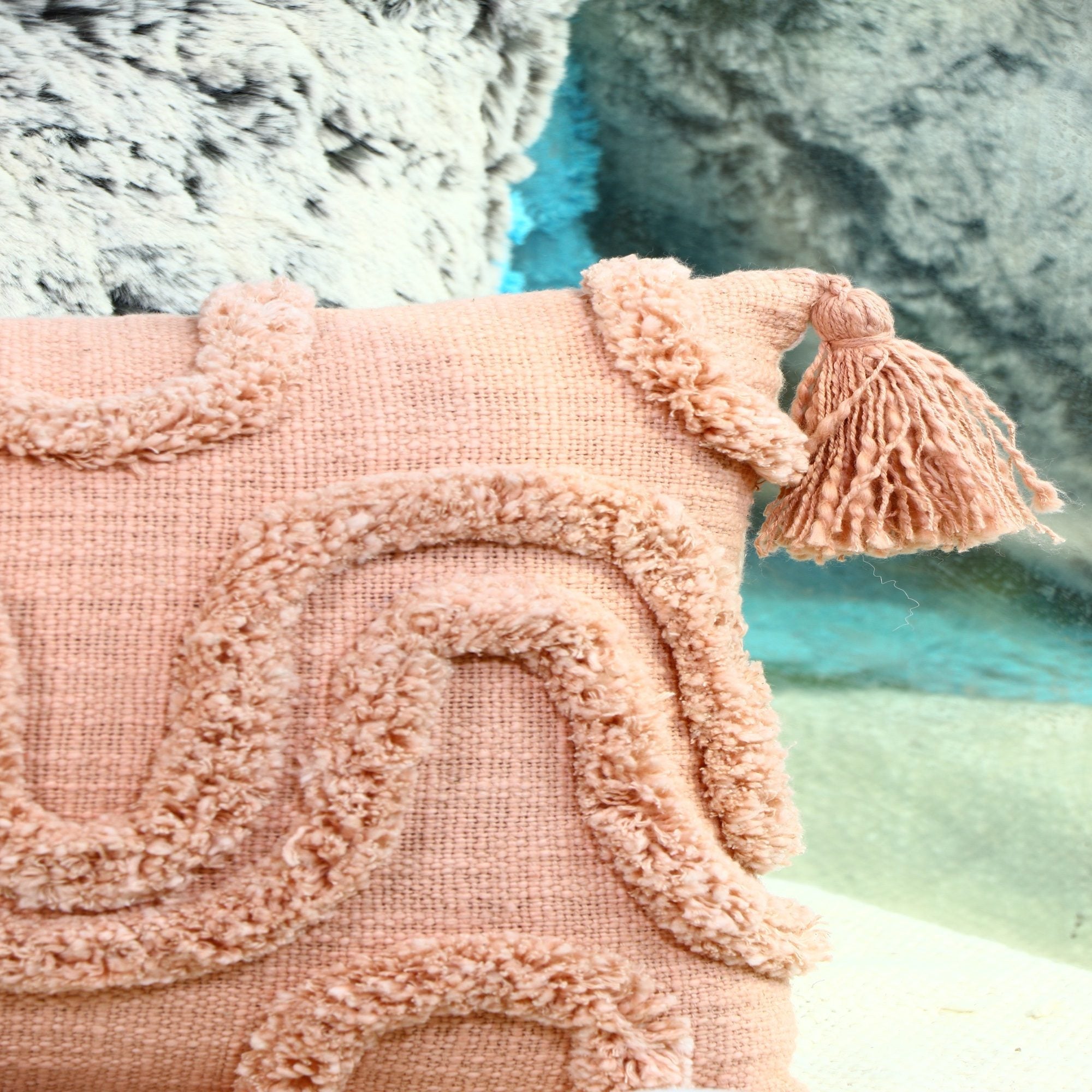 Pink Boho Moroccan Tassels Cushion Cover