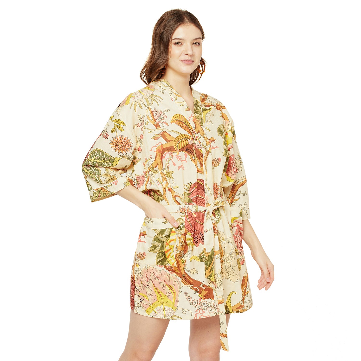 Tropical Retreat - 100% Cotton Kimono Robe