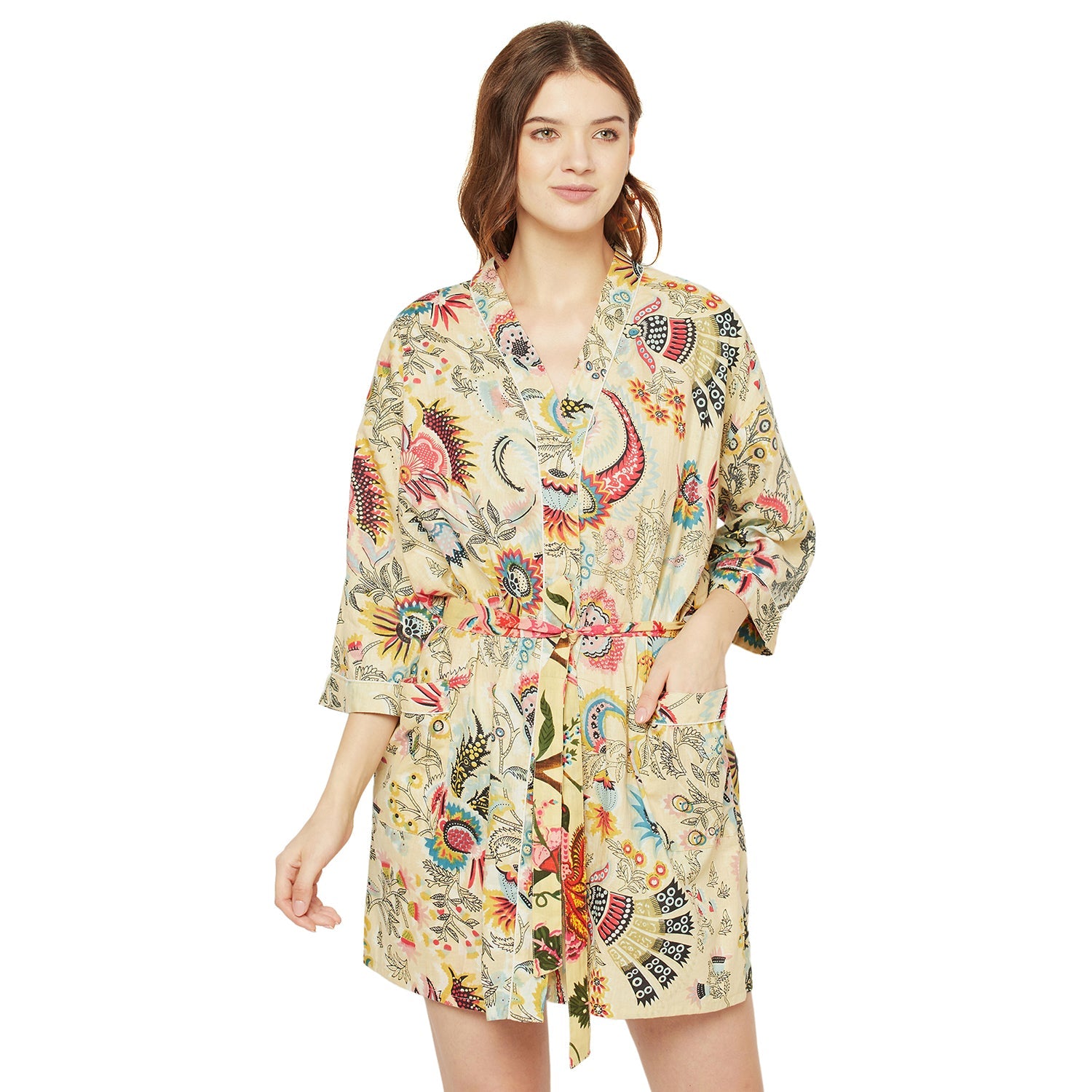 Floral Canvas - 100% Cotton Kimono Robe
