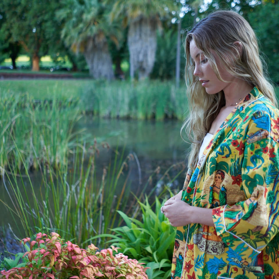 Surrealist Soiree Cotton Kimono Robe – Boho Luxe