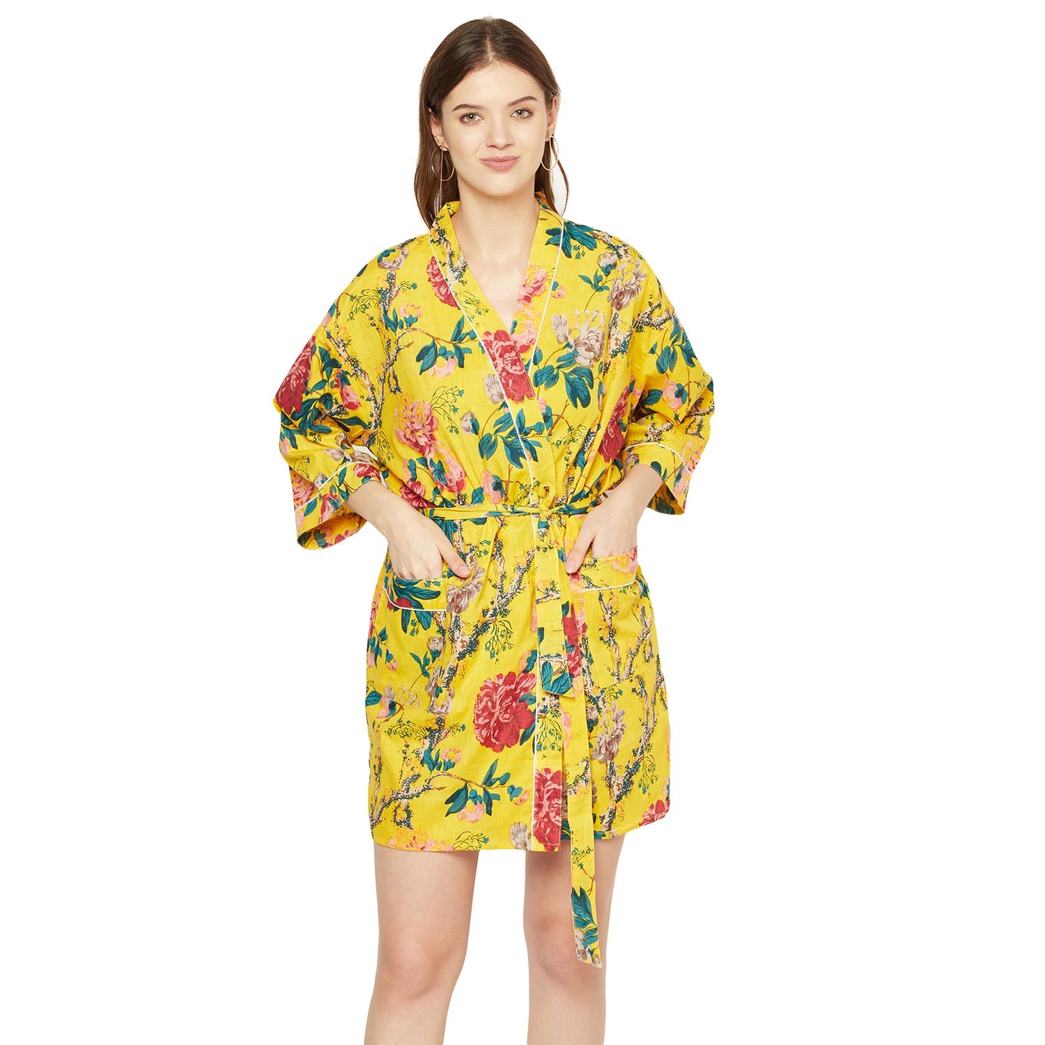 Radiant Retreat Cotton Kimono Robe - 100% Cotton
