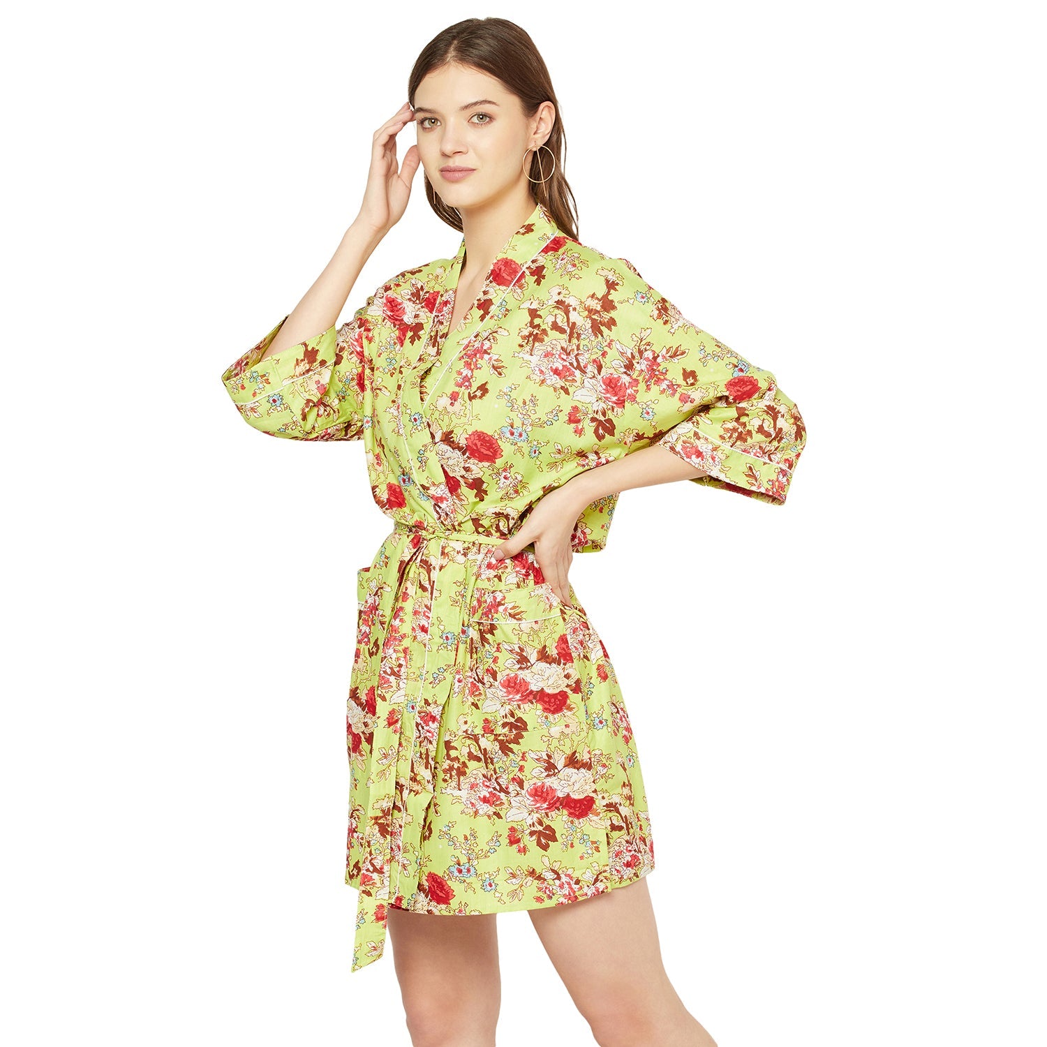 Botanic Bouquet Cotton Kimono Robe - 100% Cotton