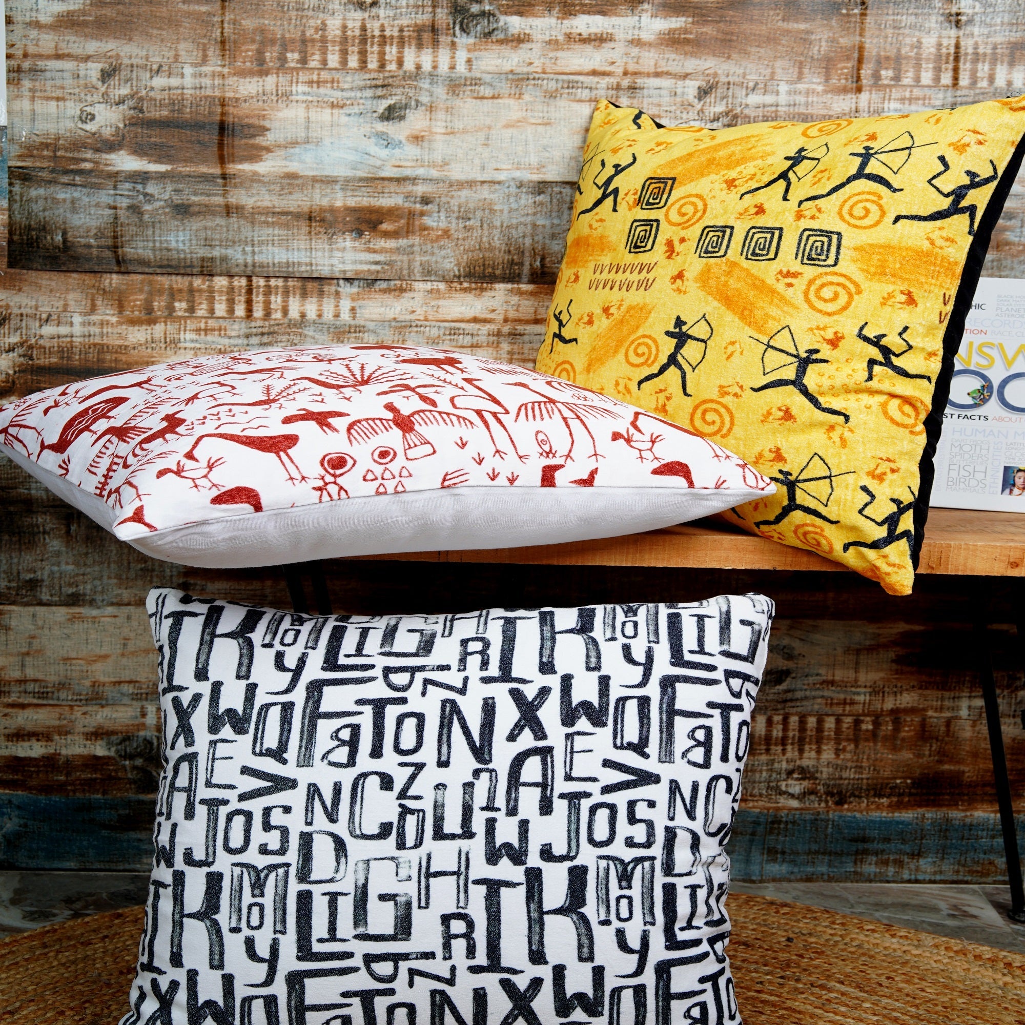 Bold Alphabet - Cotton Velvet Cushion Cover