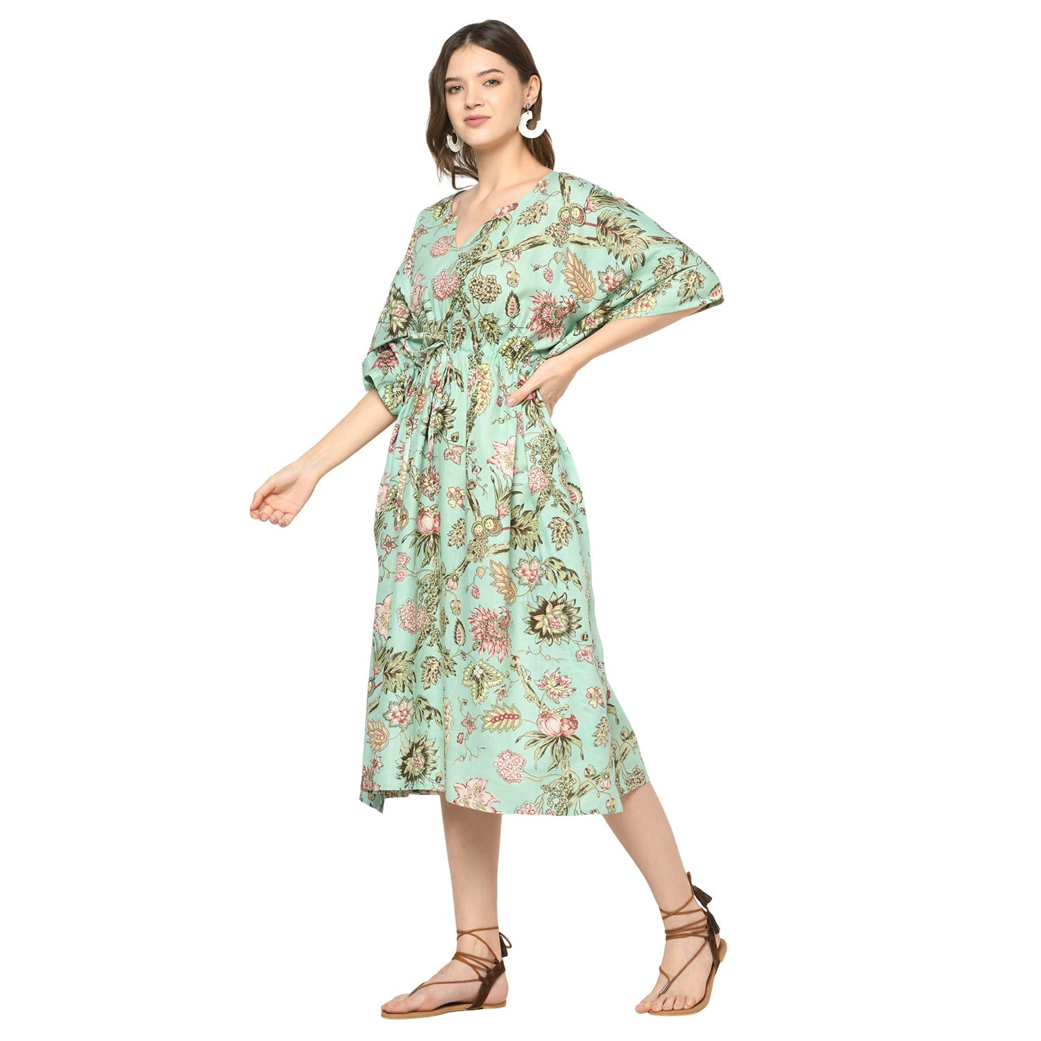 Pastel Petals Cotton Kaftan - 100% Cotton