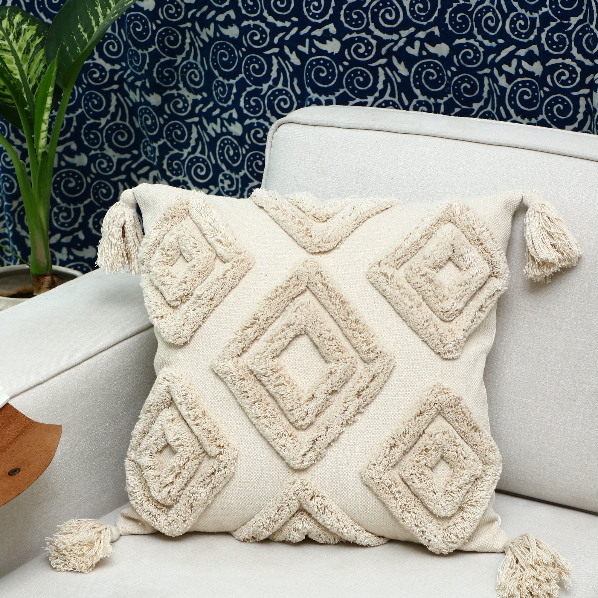 Eclectic Elegance Wool Cushion Cover - Handwoven