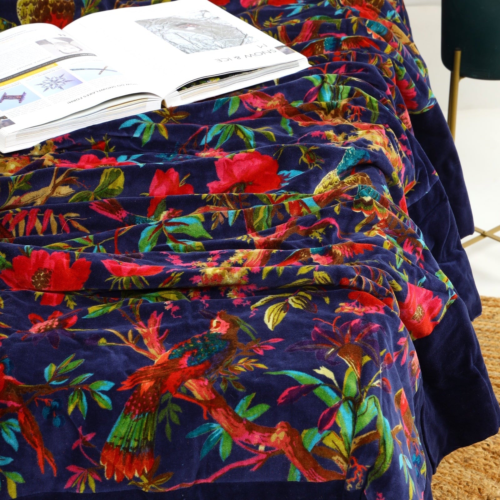 Navy Blue Velvet Kantha Quilt – Luxe Boho