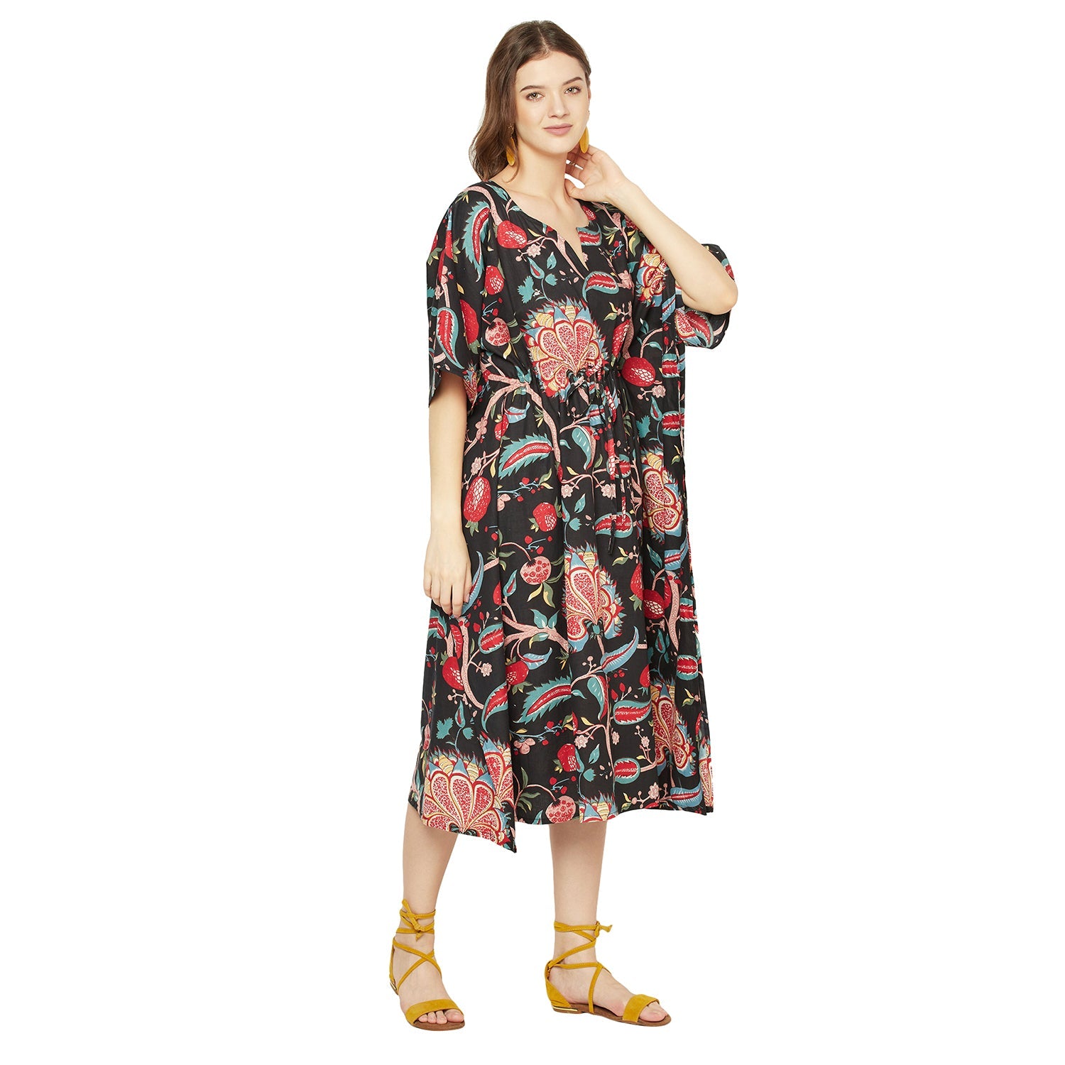 Midnight Blooms - 100% Cotton Kaftan