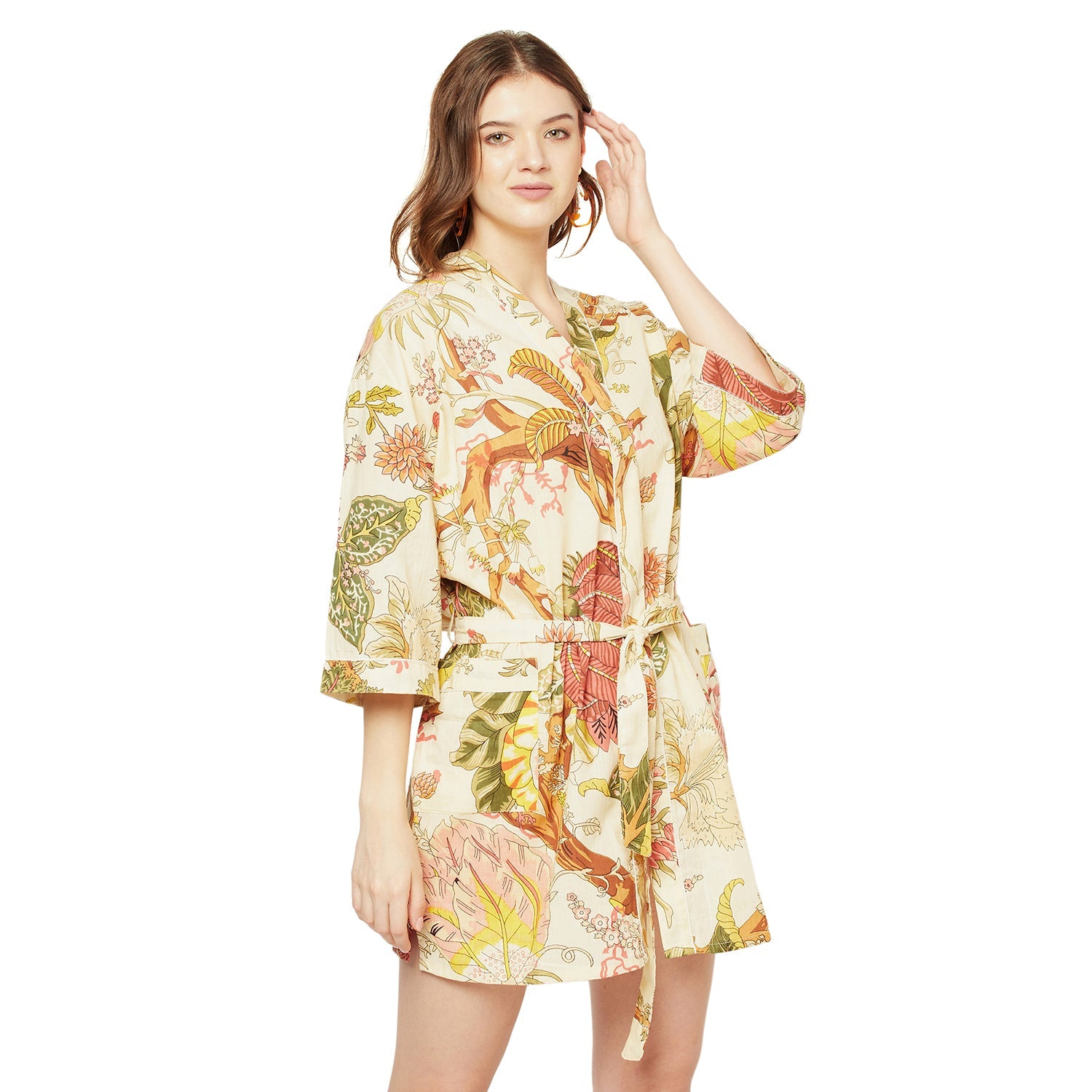 Tropical Retreat - 100% Cotton Kimono Robe