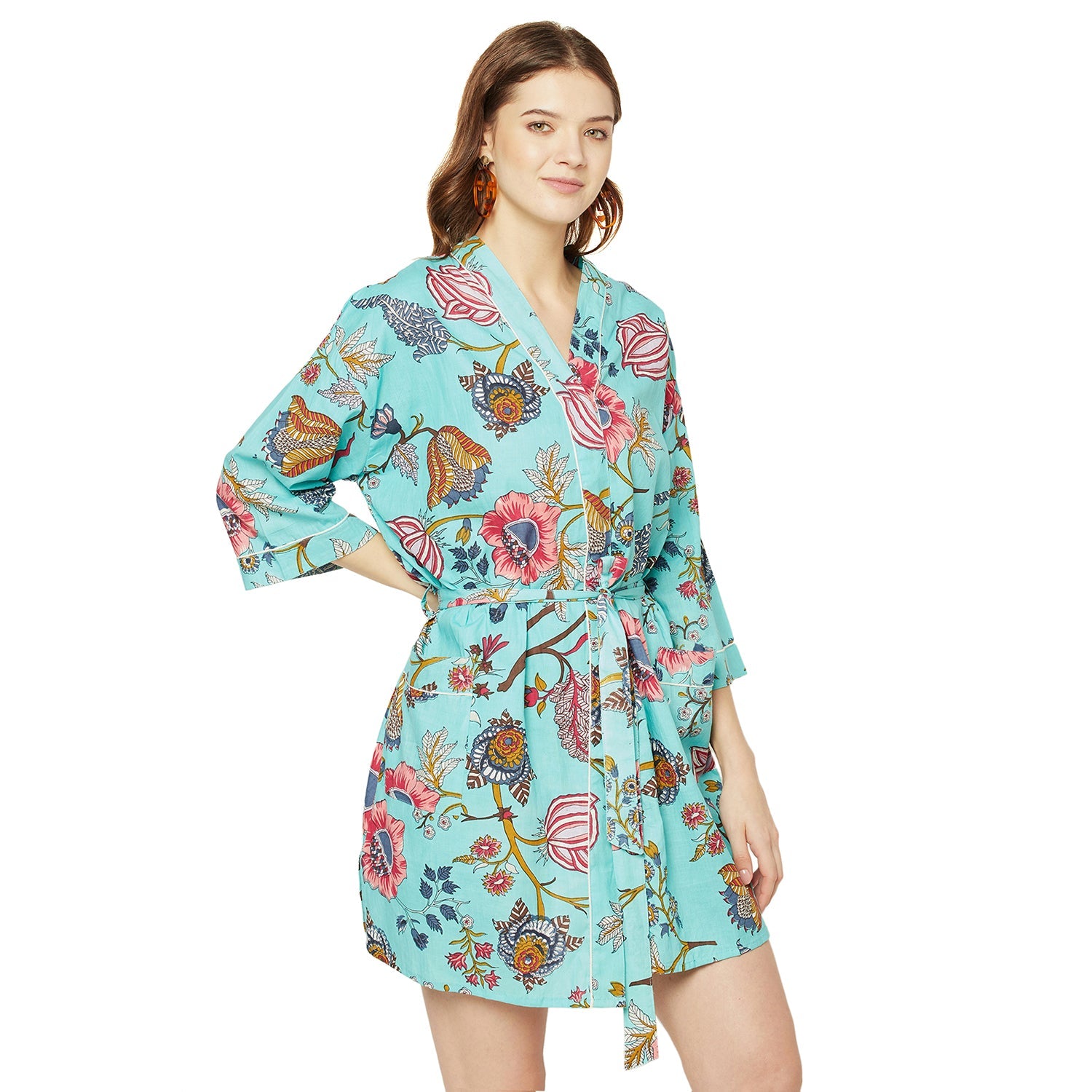 Tropical Tranquility - 100% Cotton Kimono Robe