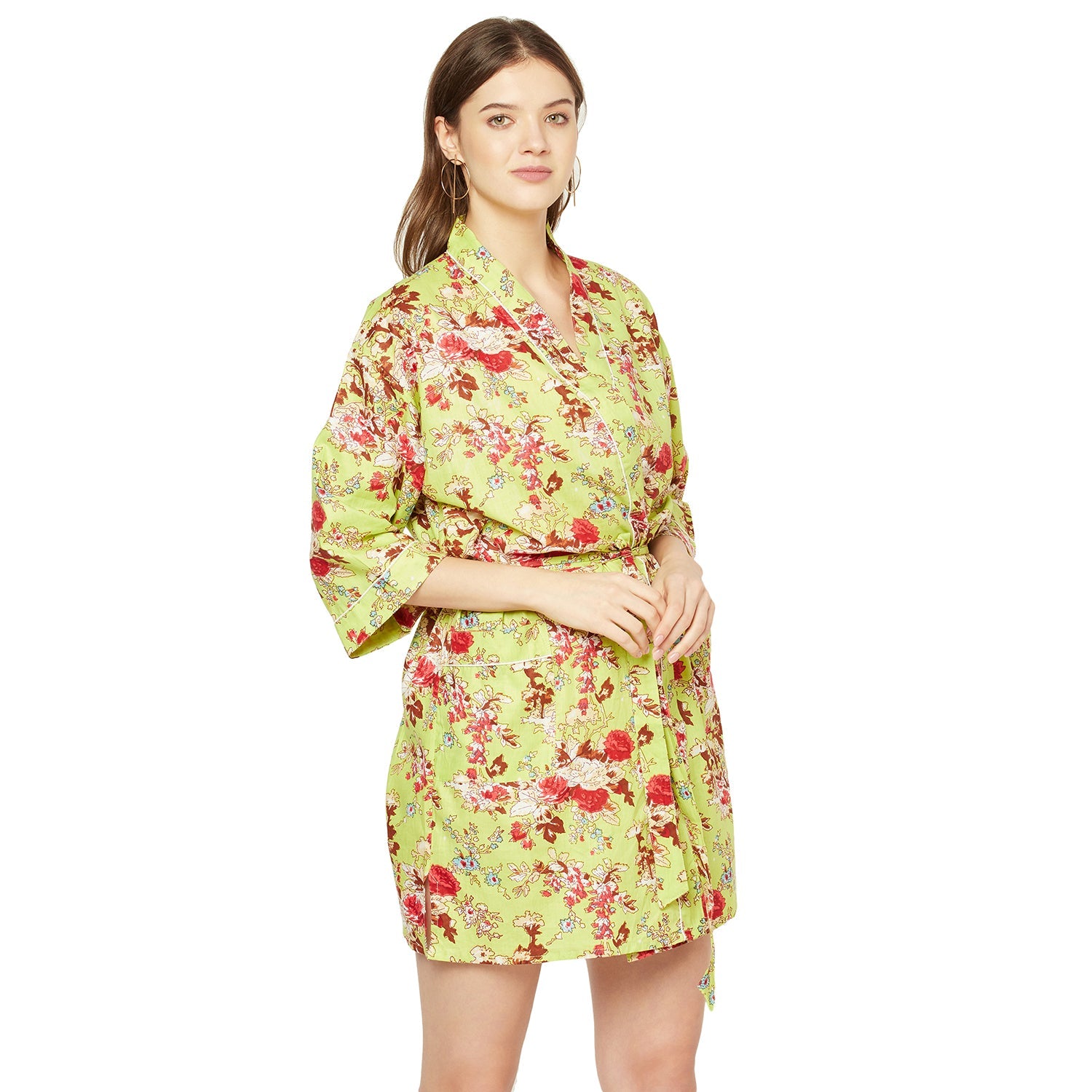 Botanic Bouquet Cotton Kimono Robe - 100% Cotton