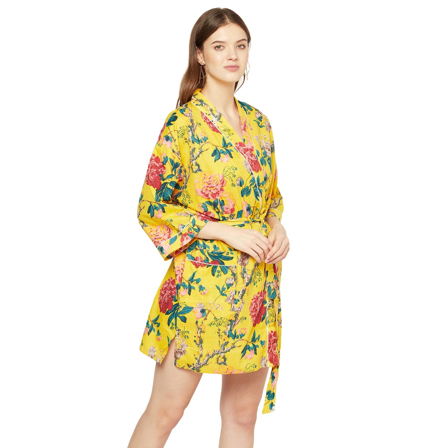 Radiant Retreat Cotton Kimono Robe - 100% Cotton