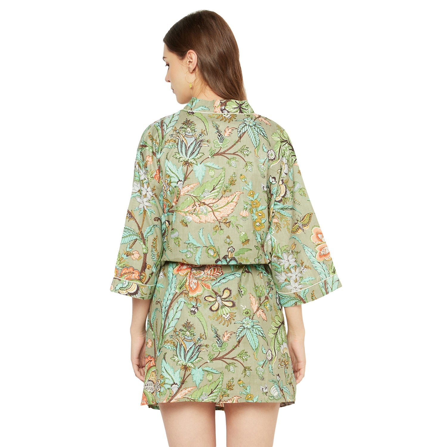 Gardenia Whimsy Cotton Kimono Robe - 100% Cotton