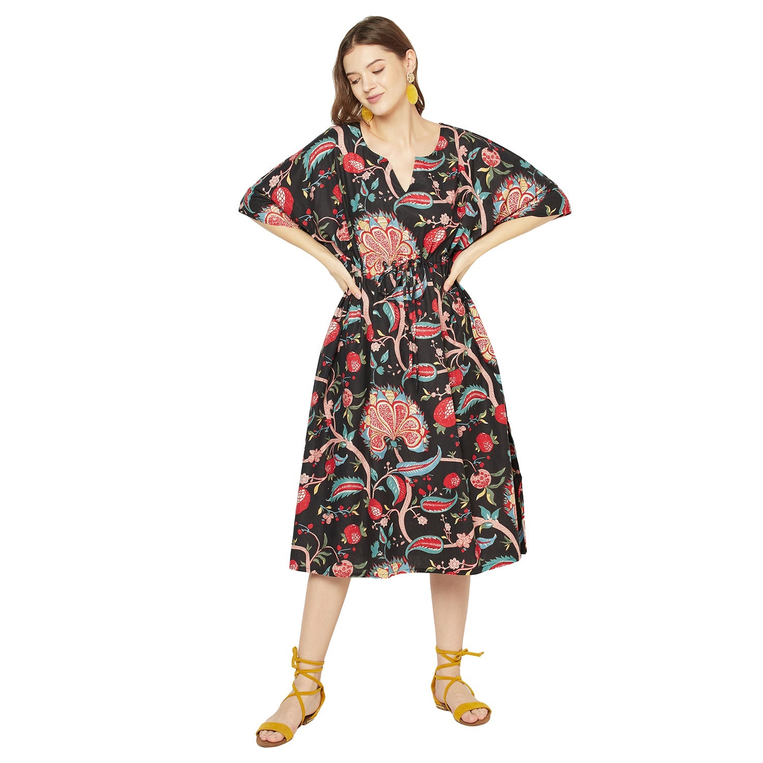 Midnight Blooms - 100% Cotton Kaftan
