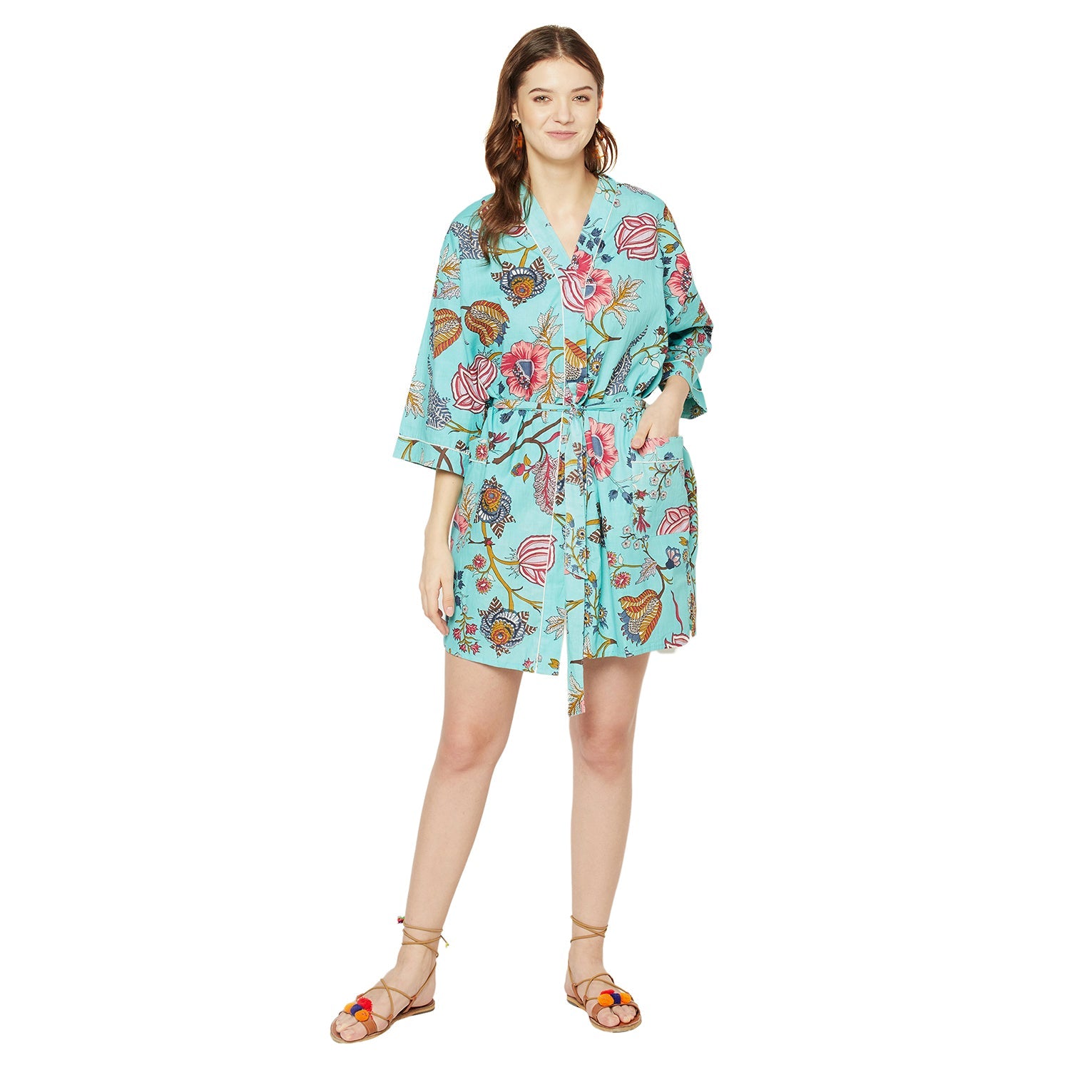 Tropical Tranquility - 100% Cotton Kimono Robe