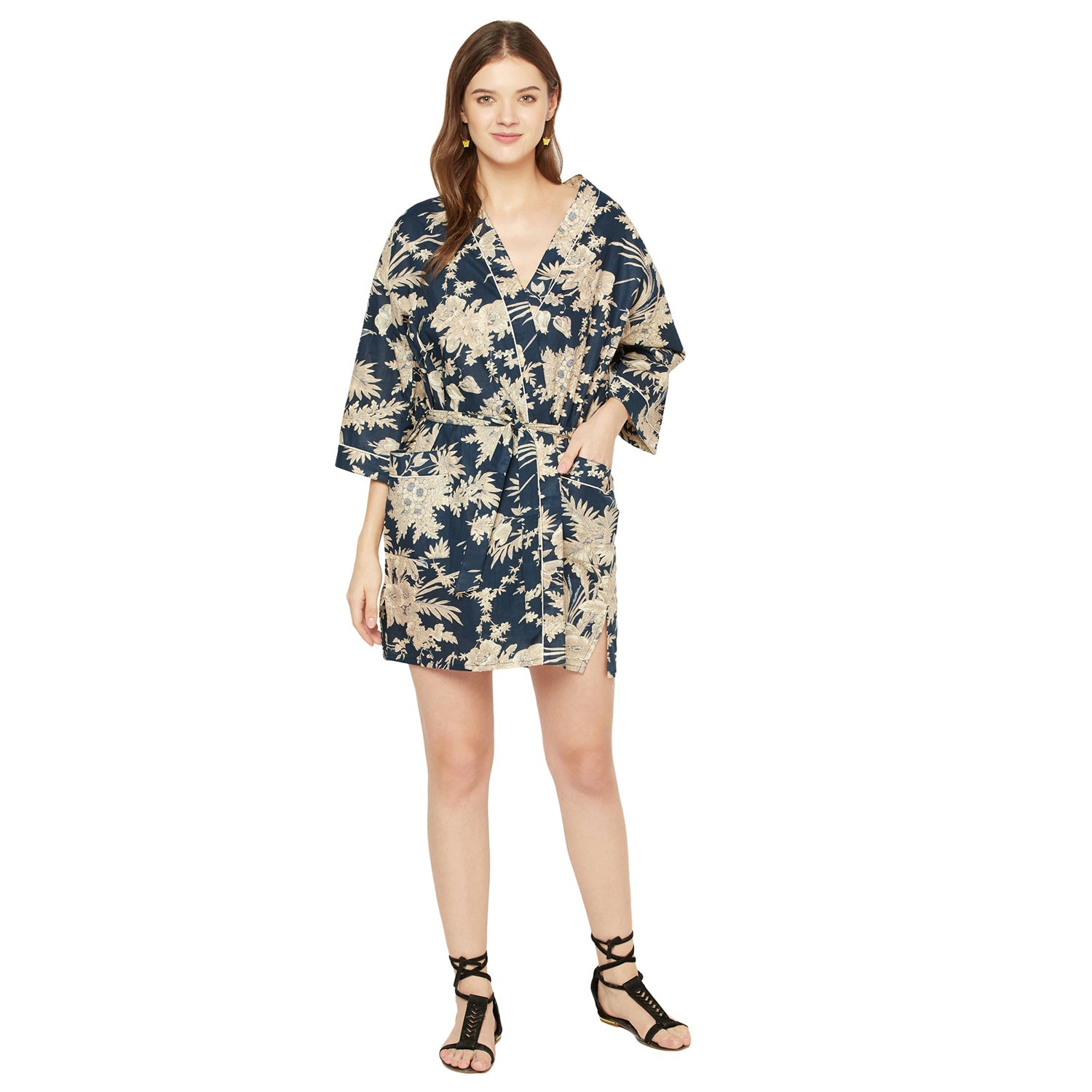 Exotic Elegance Cotton Kimono Robe - 100% Cotton