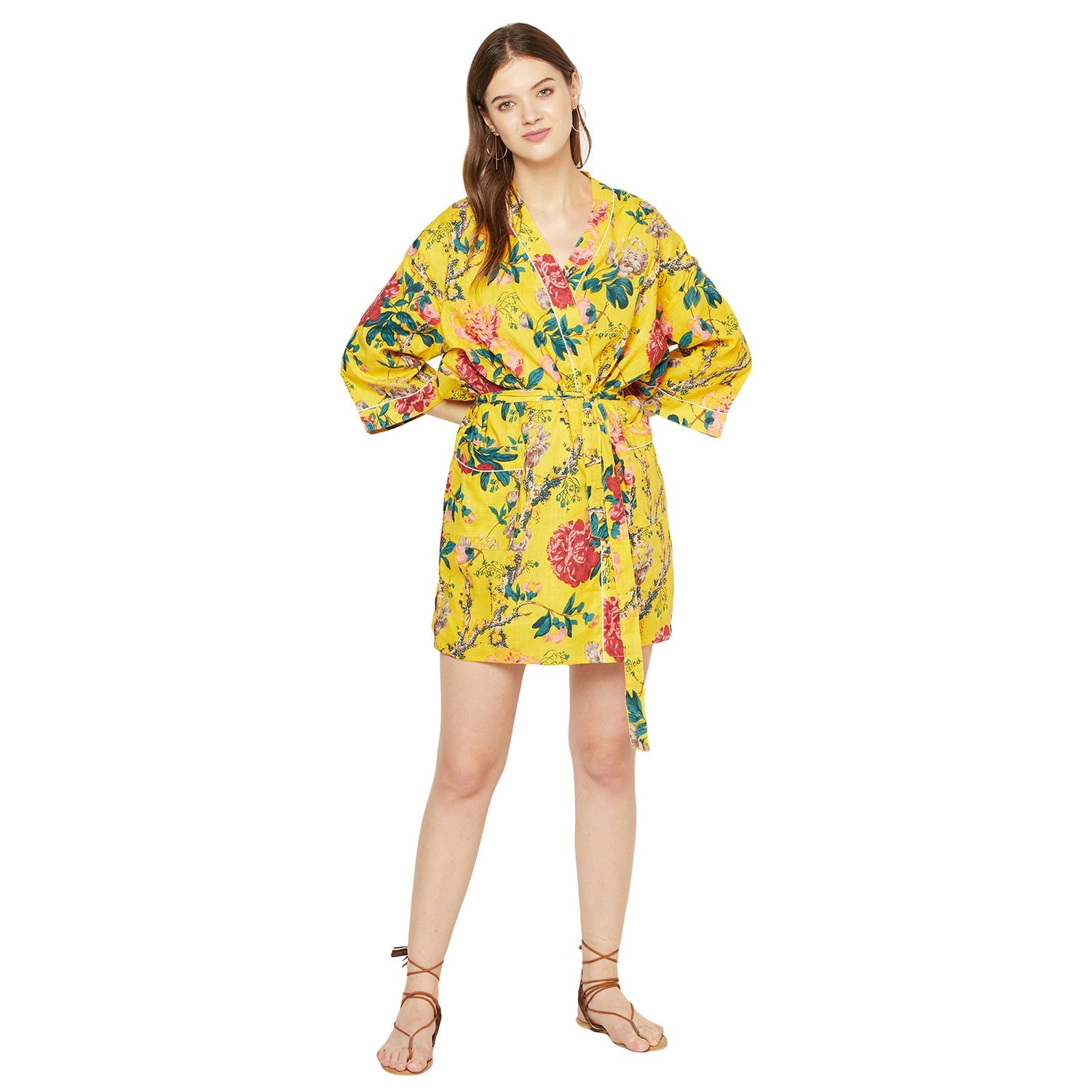 Radiant Retreat Cotton Kimono Robe - 100% Cotton