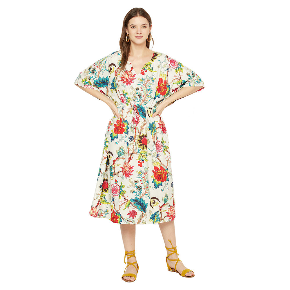 Floral Siesta Cotton Kaftan - 100% Cotton